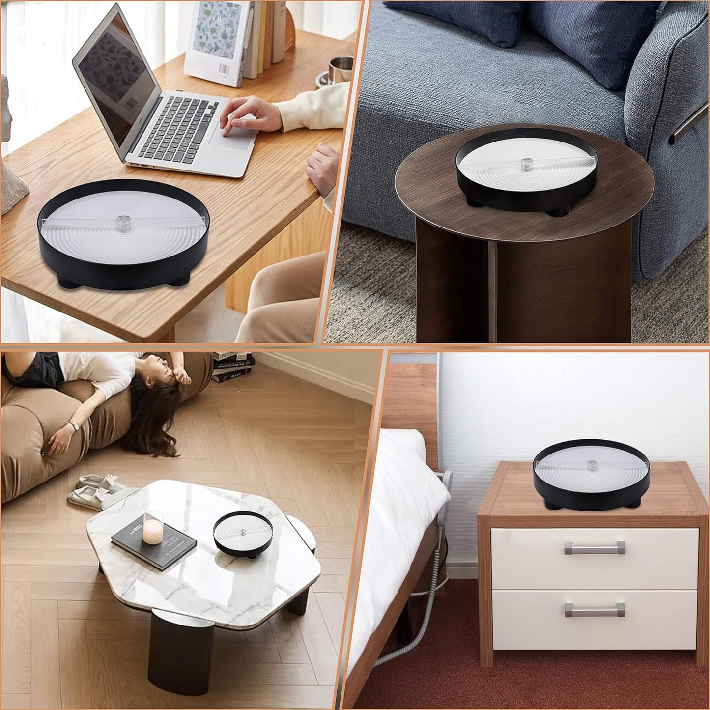 11.5" Automatic Garden Zen Self Rotating Sandscrape Tray, Mindfulness Meditation Stress Relied Therapy Sand Tray for Home Office Desk Decor