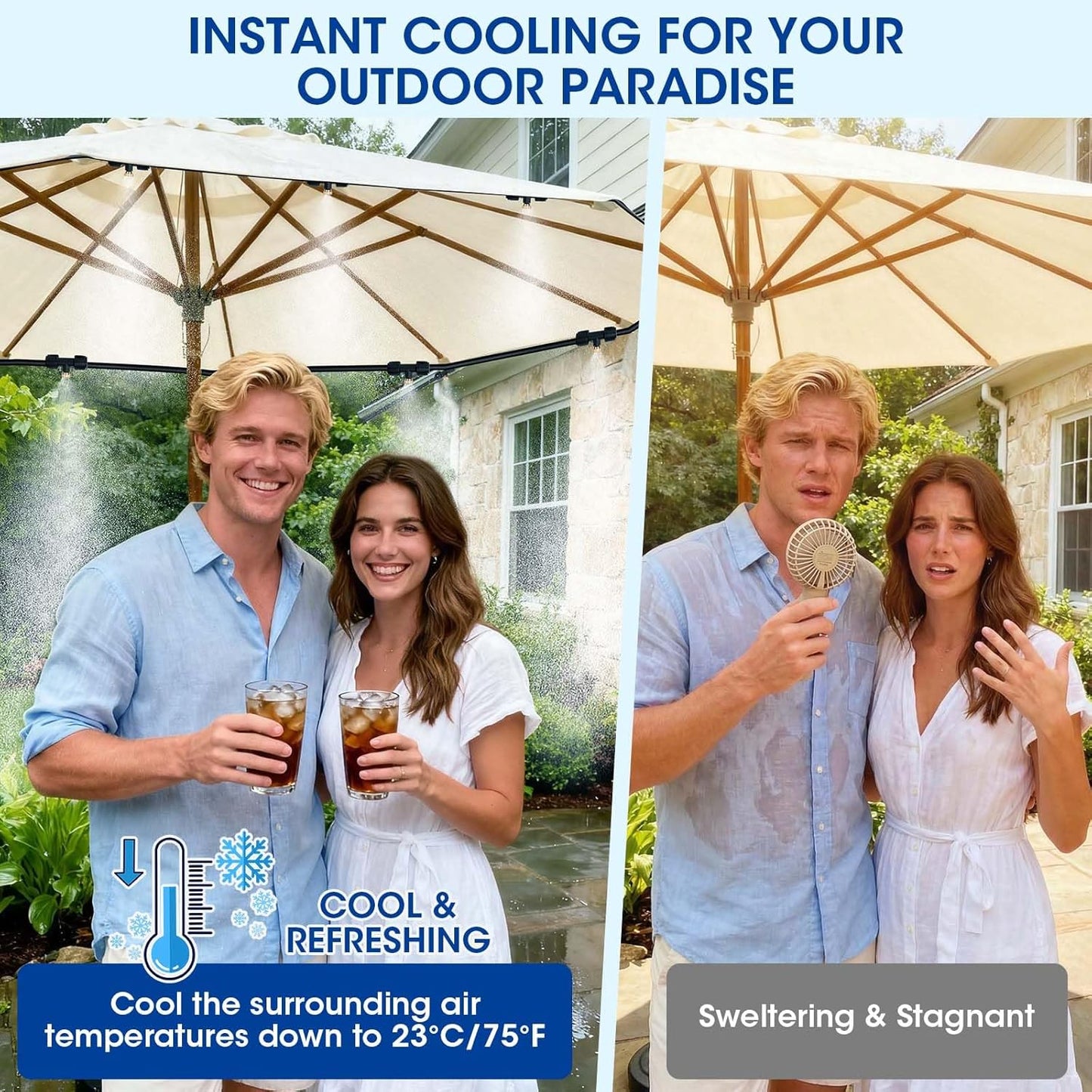 75FT Misters for Outside Patio – Outdoor Misting Cooling System with 2
