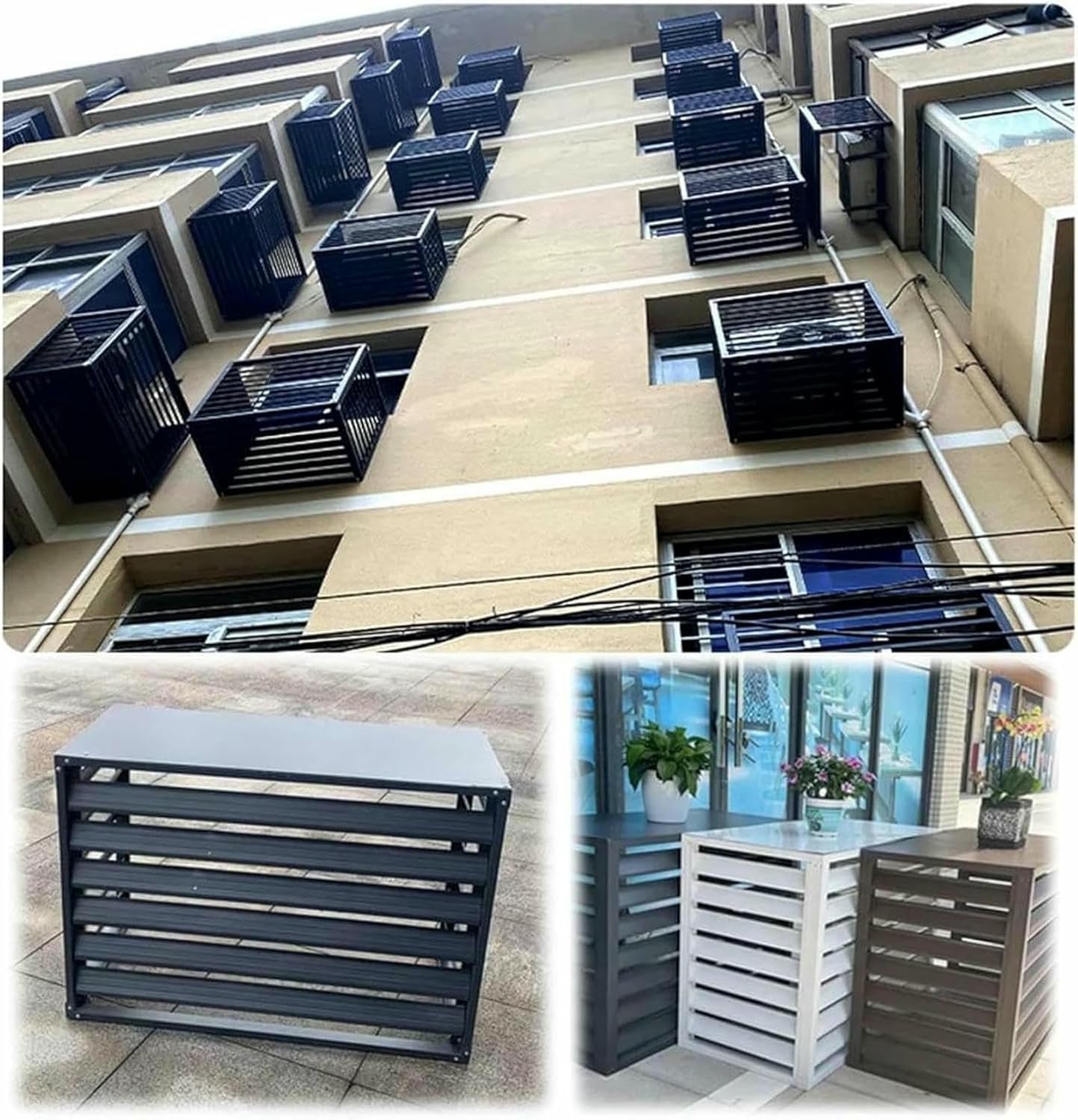 Outdoor Air Conditioner Cover Hideaway Fence, Aluminum Air Conditioner Cover, Decorative Plant Stand, Waterproof Partition Fence~/