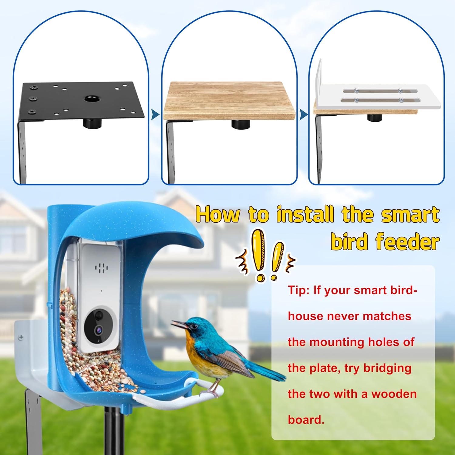 Ottsuls Bird Feeder Pole, 92 Inch Heavy Duty Bird House Pole Kit for O