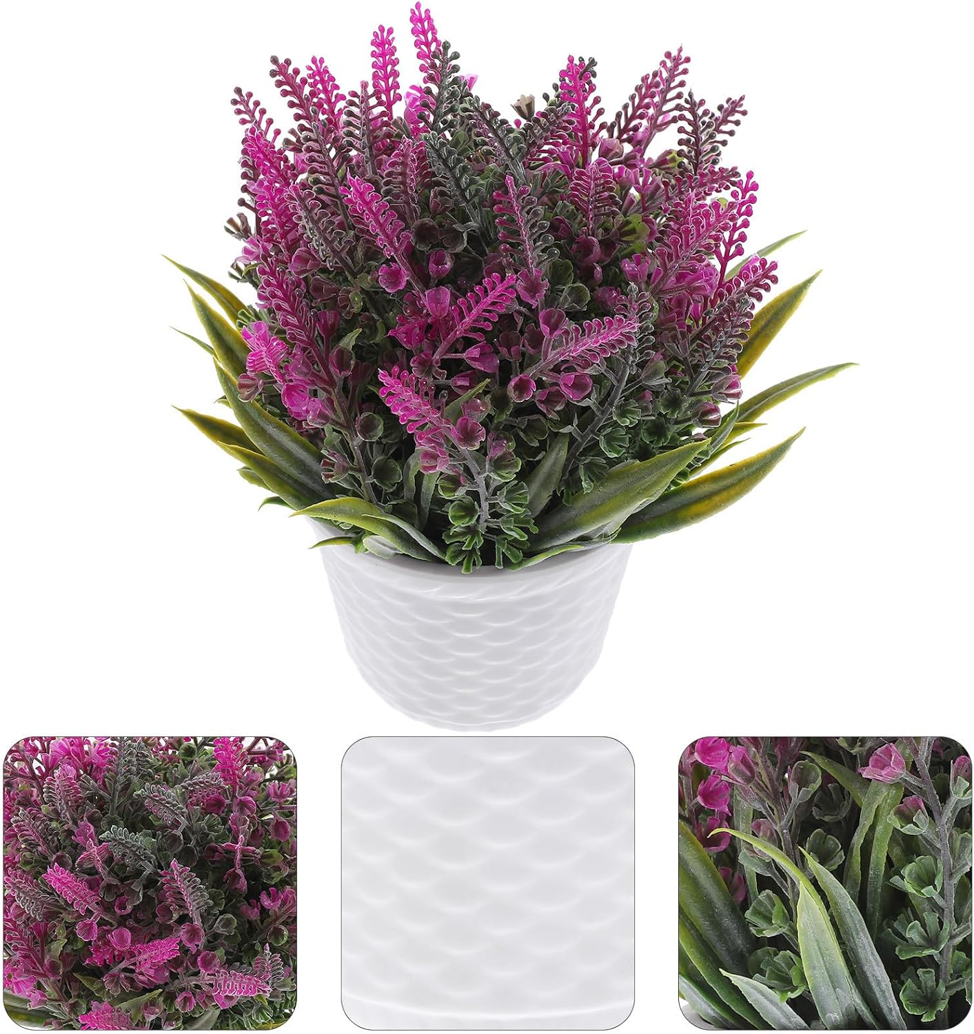 Artificial Lavender Ball Plant in Pot, Faux Potted Flowers Decoration 