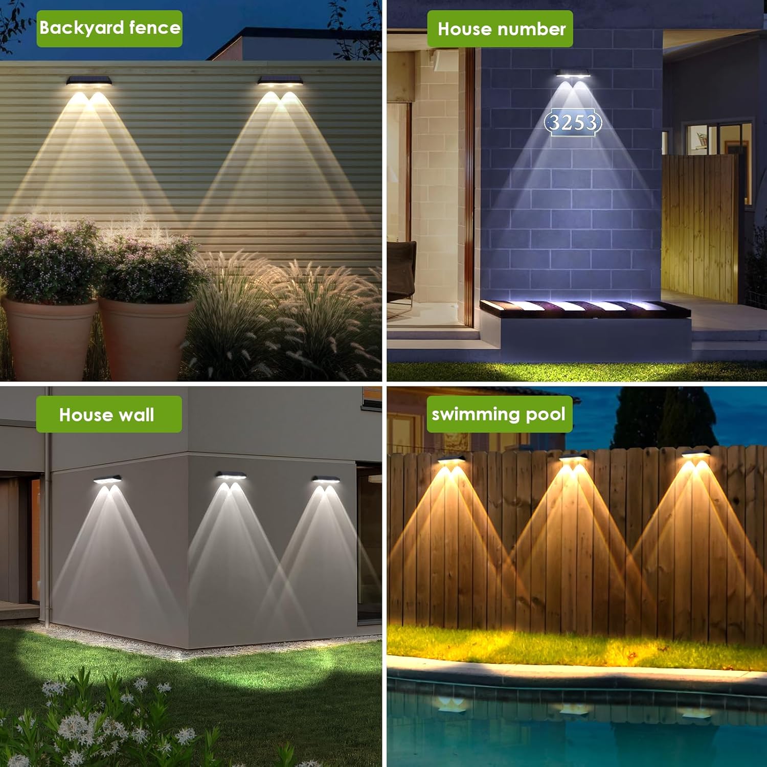 Solar Fence Lights Outdoor - 2700/4000/6000K 3 Mode, 8 Pack Solar Fenc