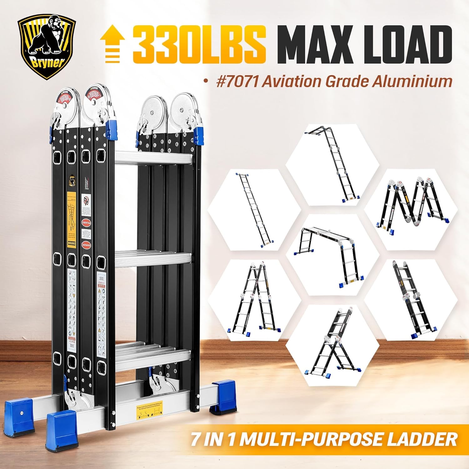 Step Ladder, Bryner 12Ft Multi-Purpose Aluminium Folding Extension Lad