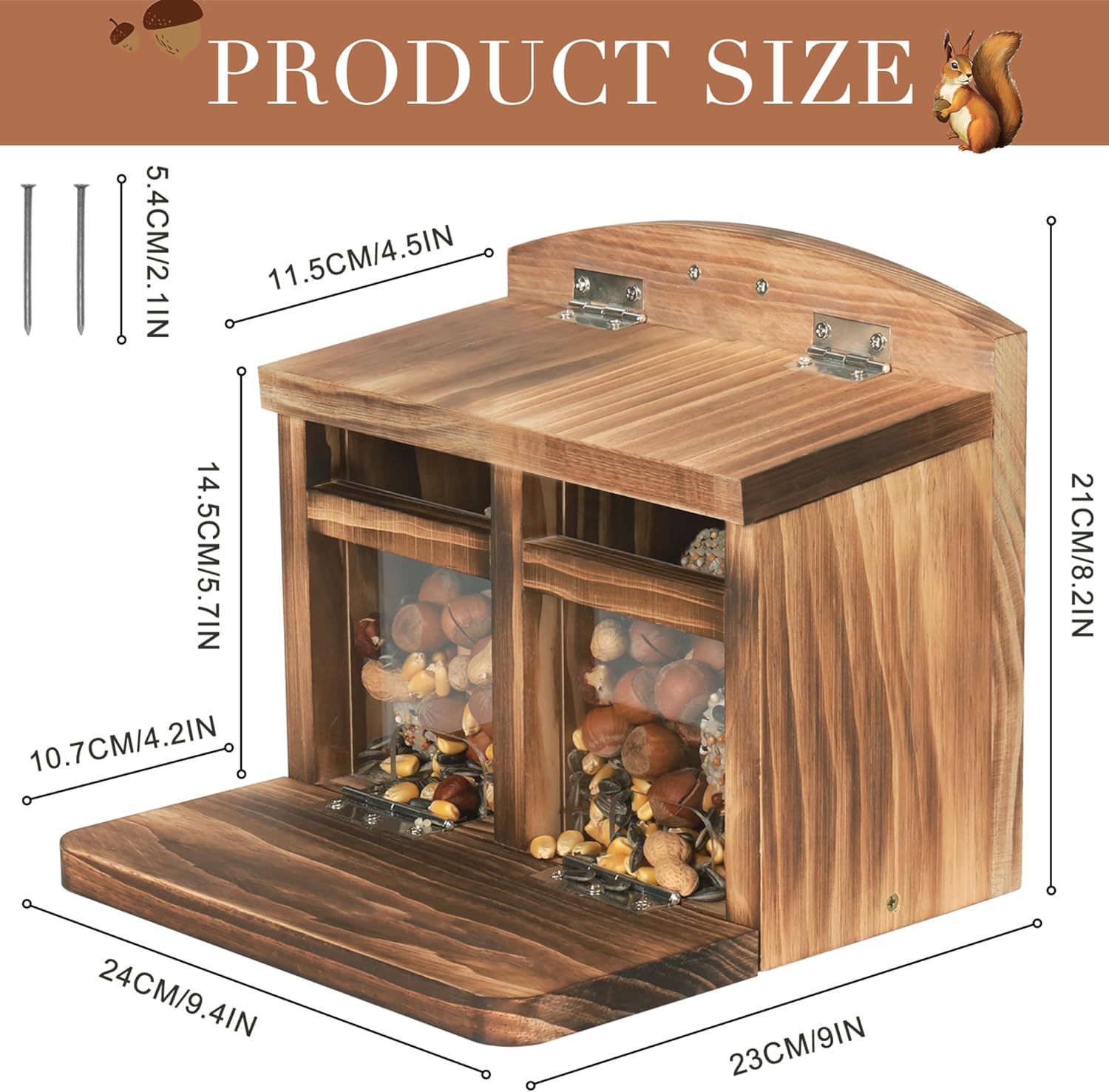 MIXXIDEA Large Squirrel Feeder House, Wooden Squirrel Feeders for Outs