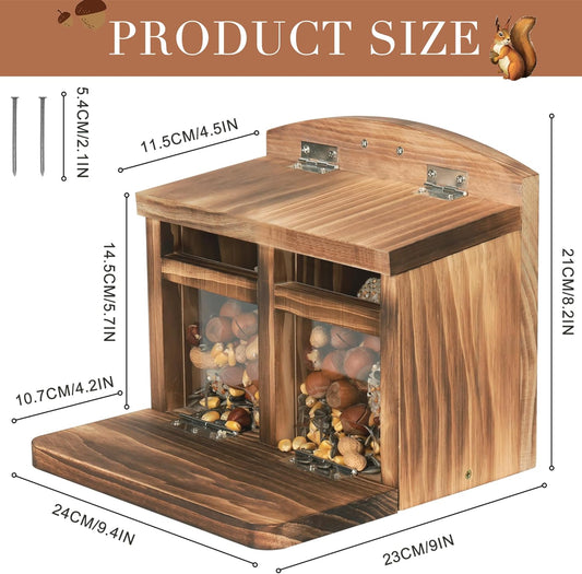 MIXXIDEA Large Squirrel Feeder House, Wooden Squirrel Feeders for Outs