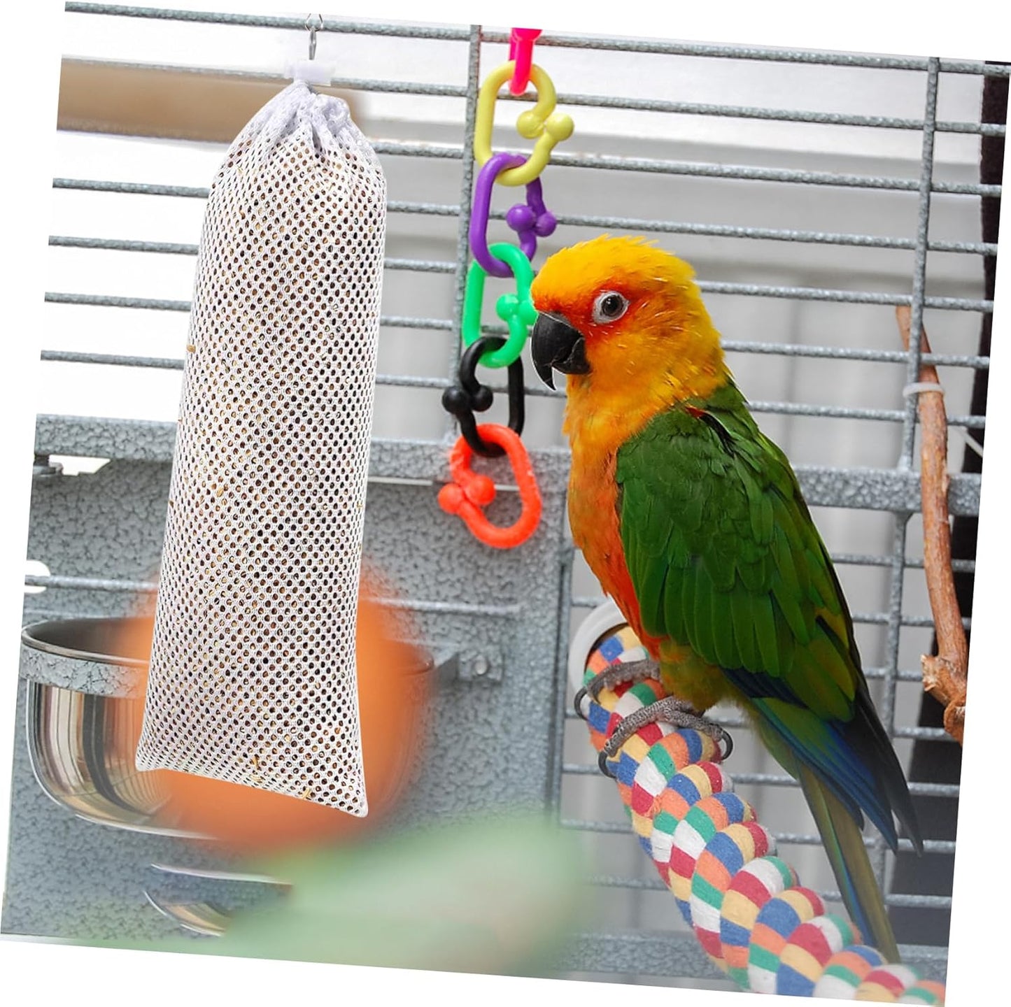 Bird Feeder Mesh Bags 5Pcs Drawstring Hanging Net Bags for Wild Birds Outdoor Garden Feeding 11X4.7 Inch Polyester Replacement Finch Sock