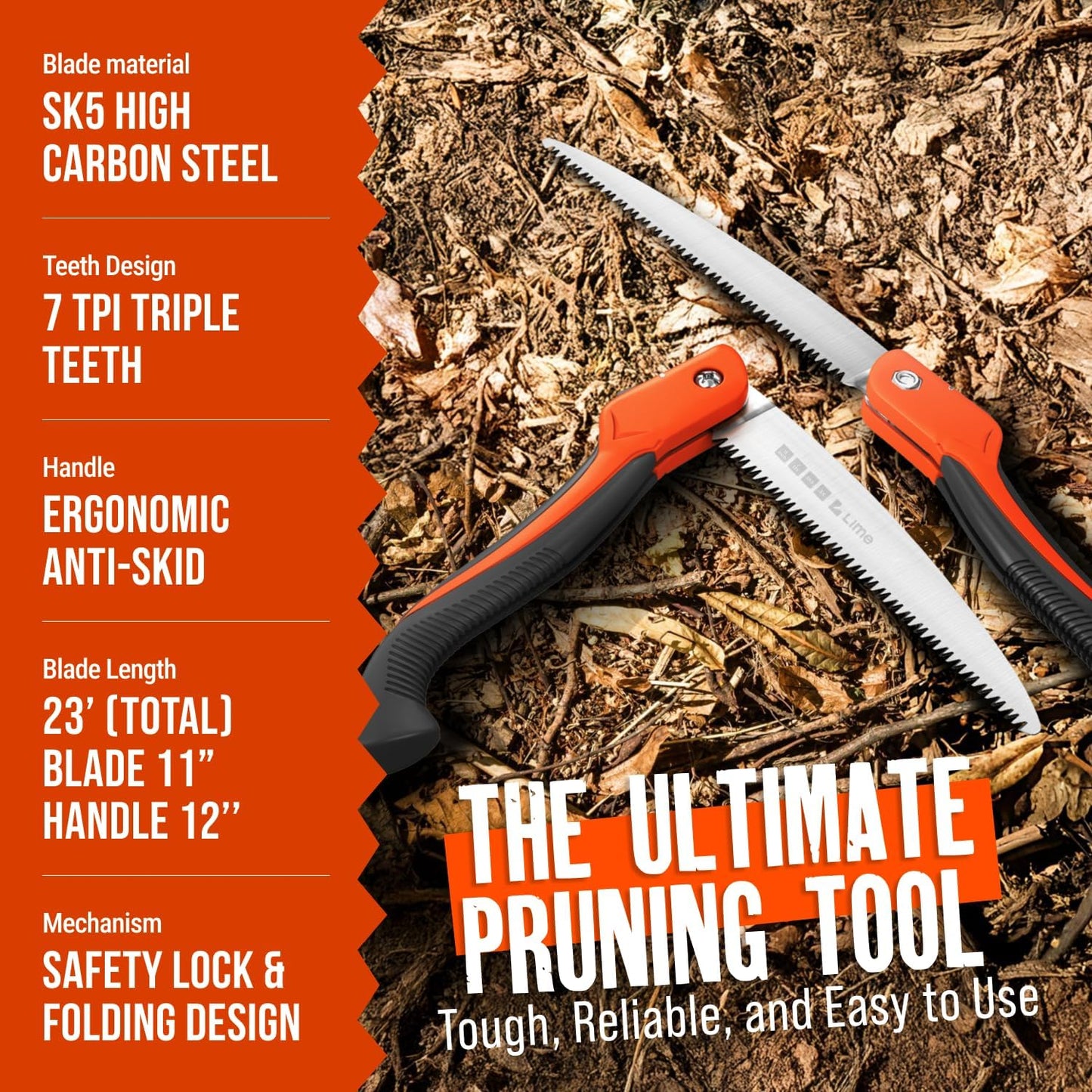 GROWIT Folding Camping saw 11 Inch - Heavy Duty Pruning Saw with Tripl