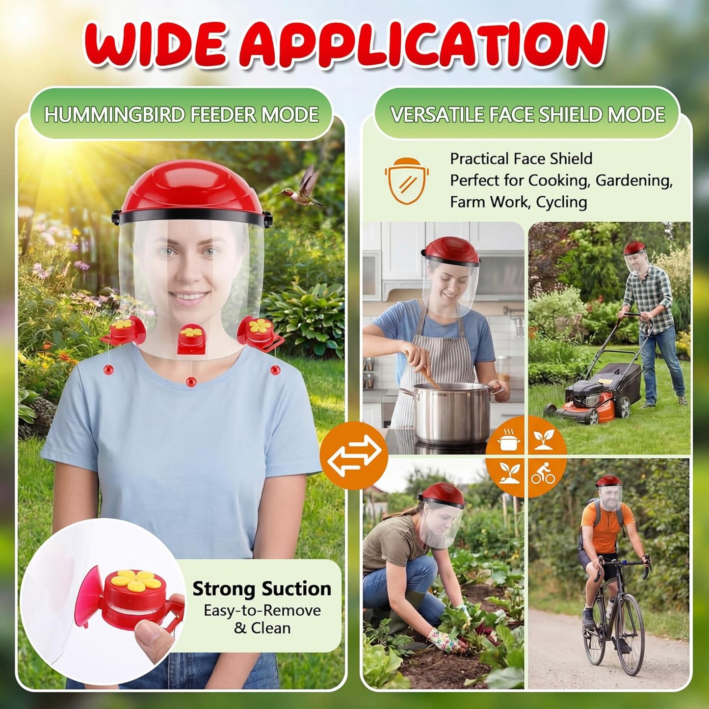 Saillong 2 Pack Upgraded Hummingbird Feeder Helmet, Wearable Hummingbird Mask Feeders Hat with 6 Feeding Ports & Round Nectar Box, Adjustable Bird Feeder Hat for Garden Patio Outside Outdoor Yard