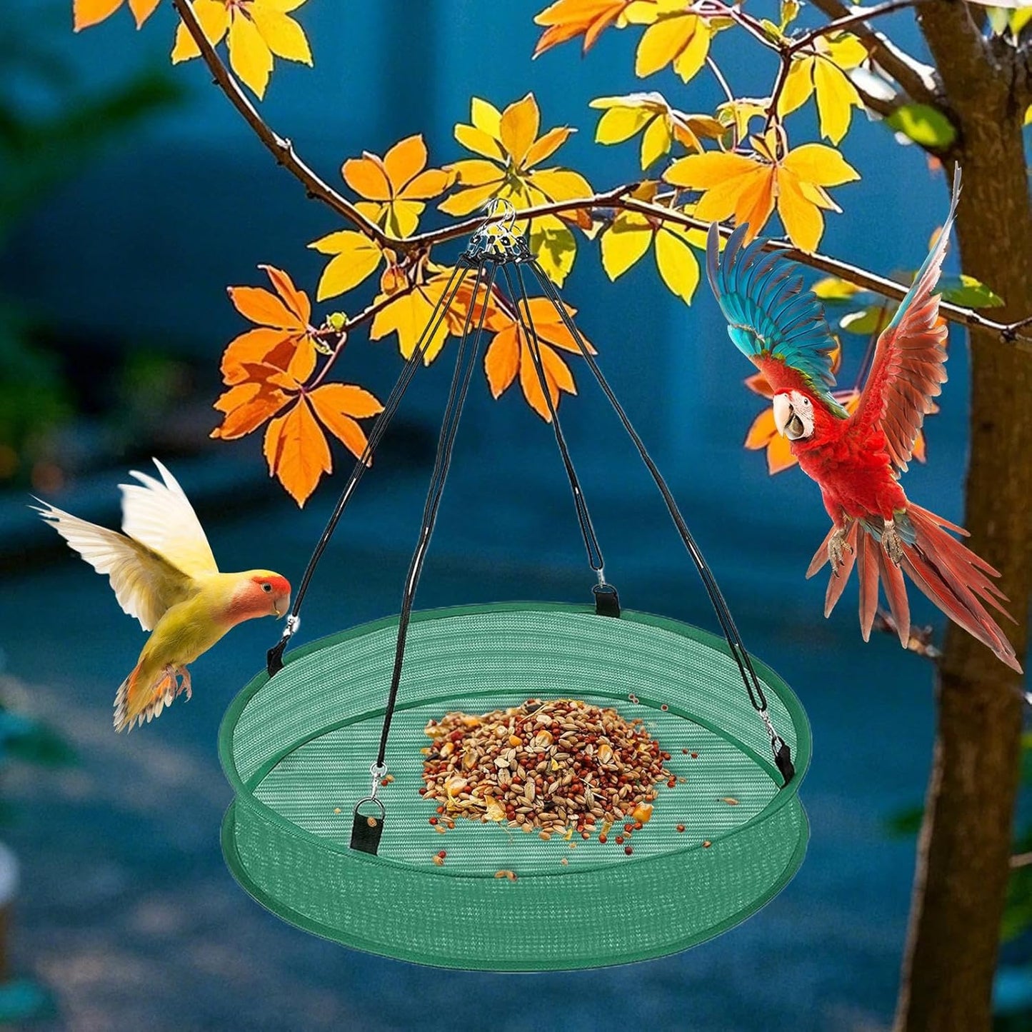 Bird Feeders Outdoors, Hummingbird Feeder Tray for Birds, Medium Weatherproof Feeding Device, Metal Material Catcher Tray with Drain Holes, Bird Feeder Accessory for Sparrows Finches Chickadees