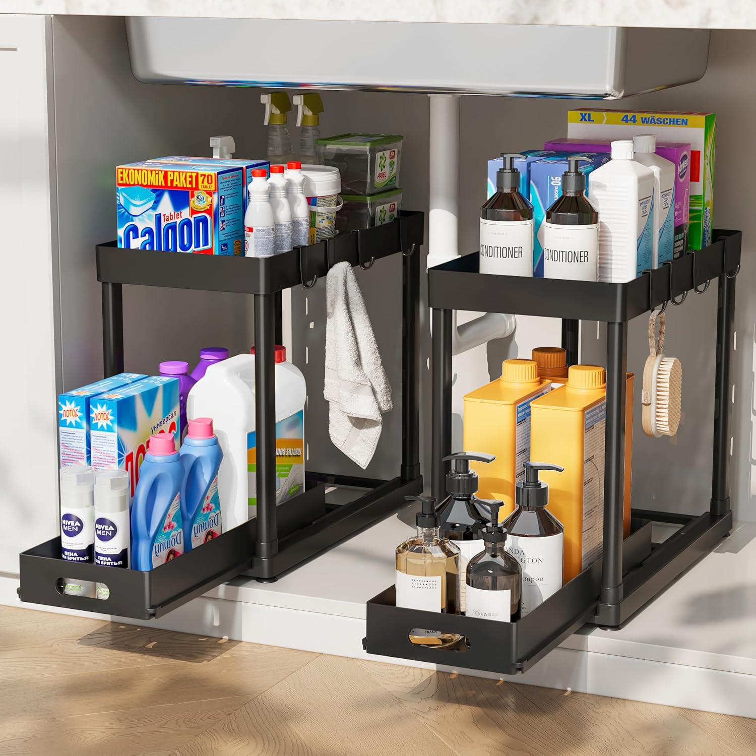 2 Pack Pull-Out Storage Organizers, Under Sink Organizer and Storage f