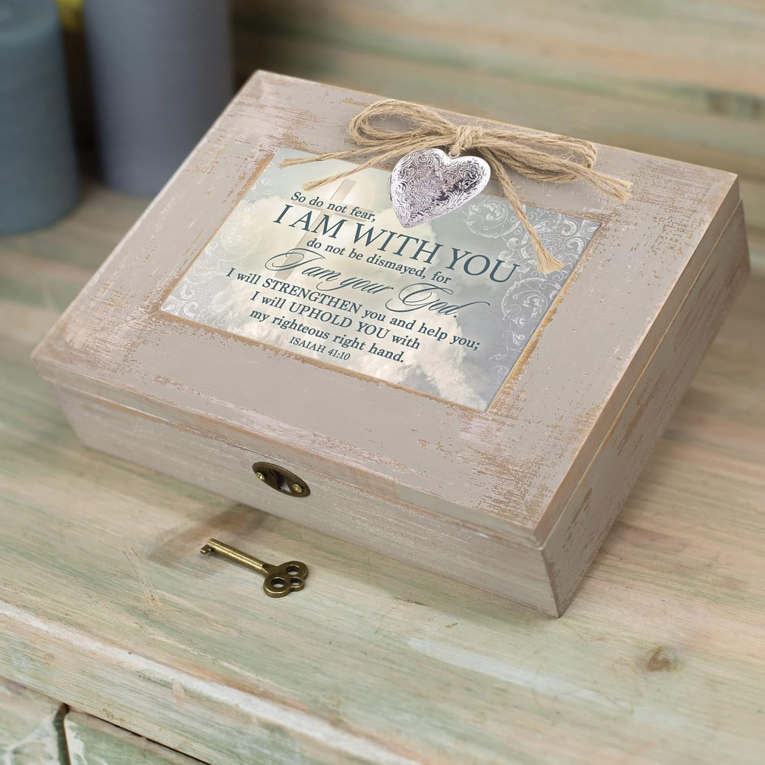 Cottage Garden Do Not Fear I Am with You Natural Taupe Wood Locket Mus