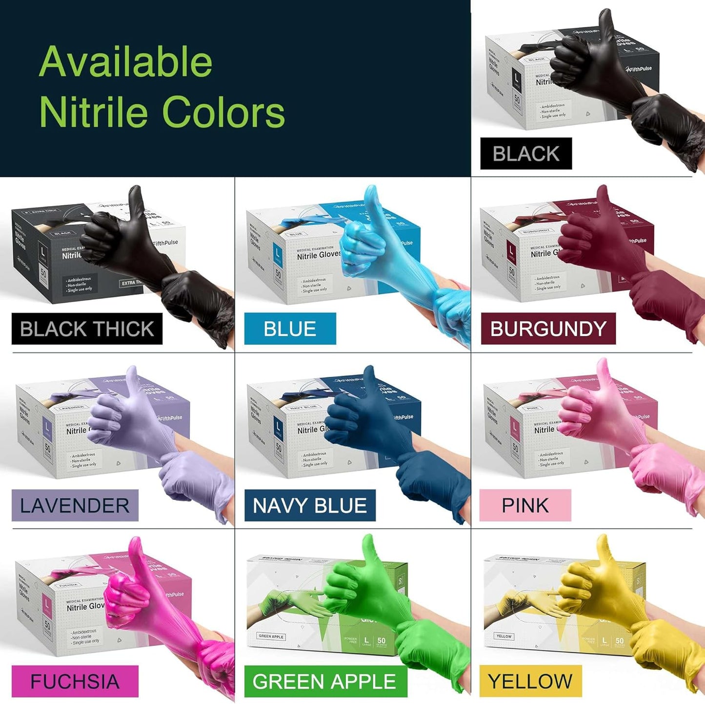 FifthPulse Fuchsia Hot Pink Nitrile Disposable Gloves - 3 Mil Nitrile - Powder and Latex Free - Surgical Medical Exam Gloves