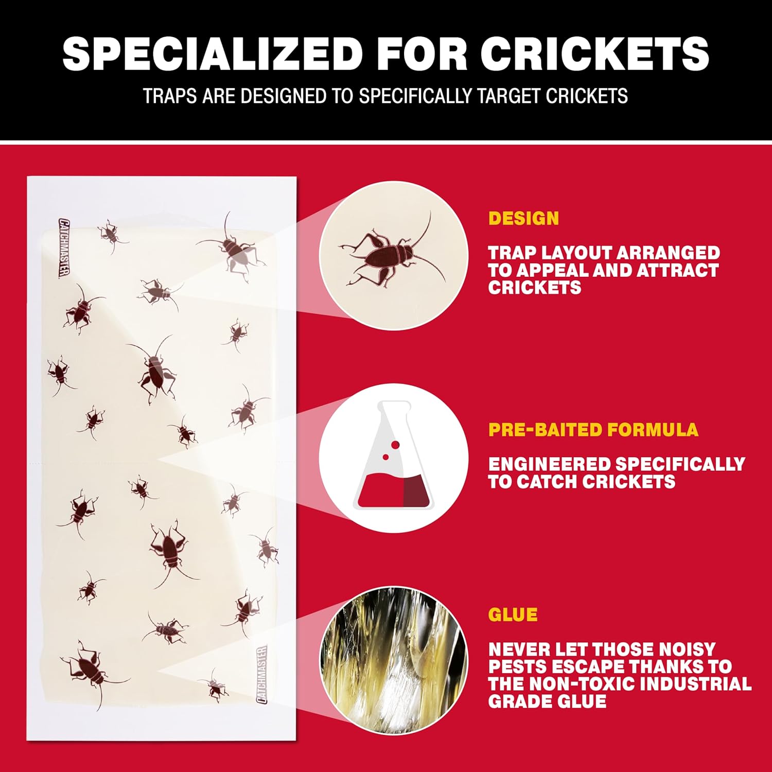 Catchmaster Cricket XL Giant Glue Boards 6-Pk, Adhesive Bug Catcher Cr