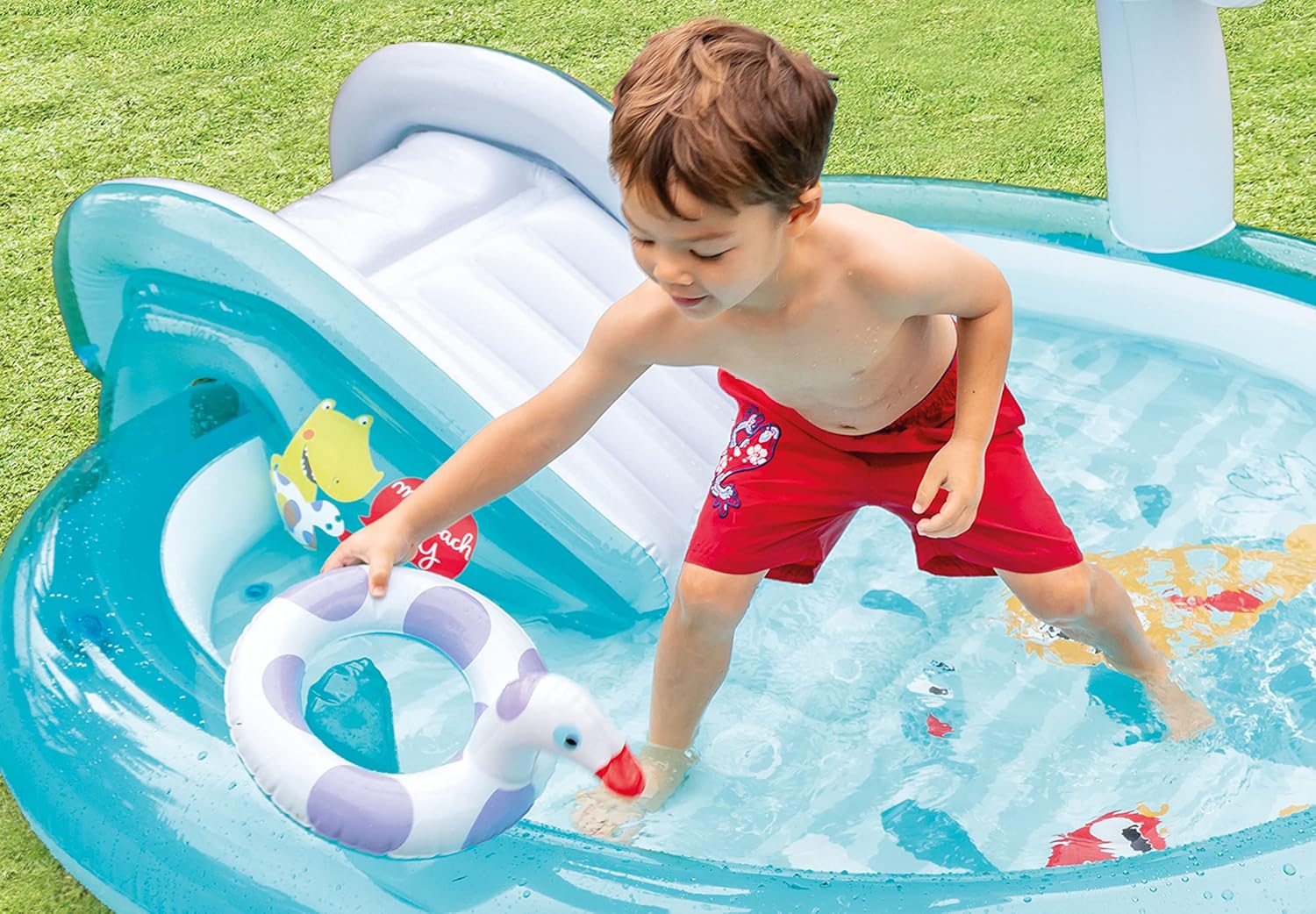 Intex Gator 6.6' x 5.6' x 4" Outdoor Inflatable Kiddie Pool Water Play
