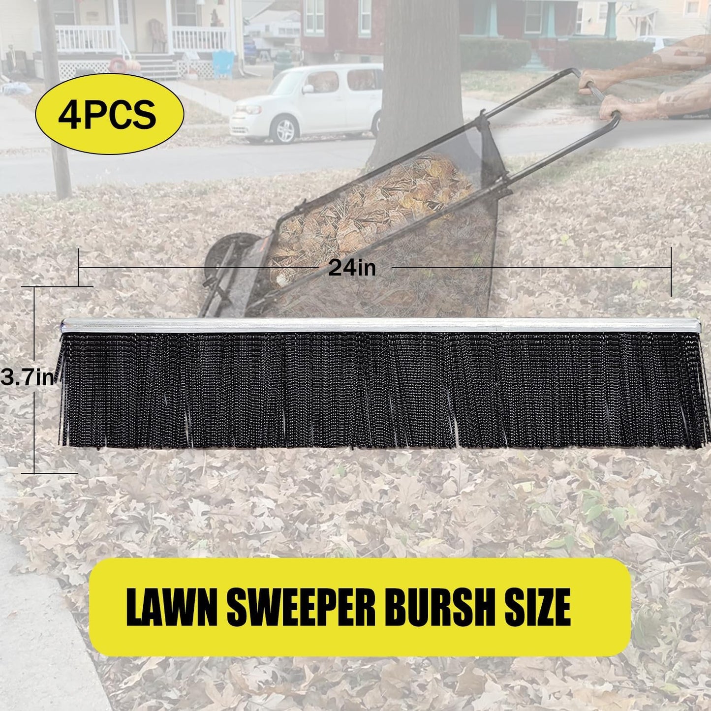 24" Lawn Sweeper Brush Replacement for 26" & 48" Tow Behind Lawn & Leaf Sweeper, 4 Pack