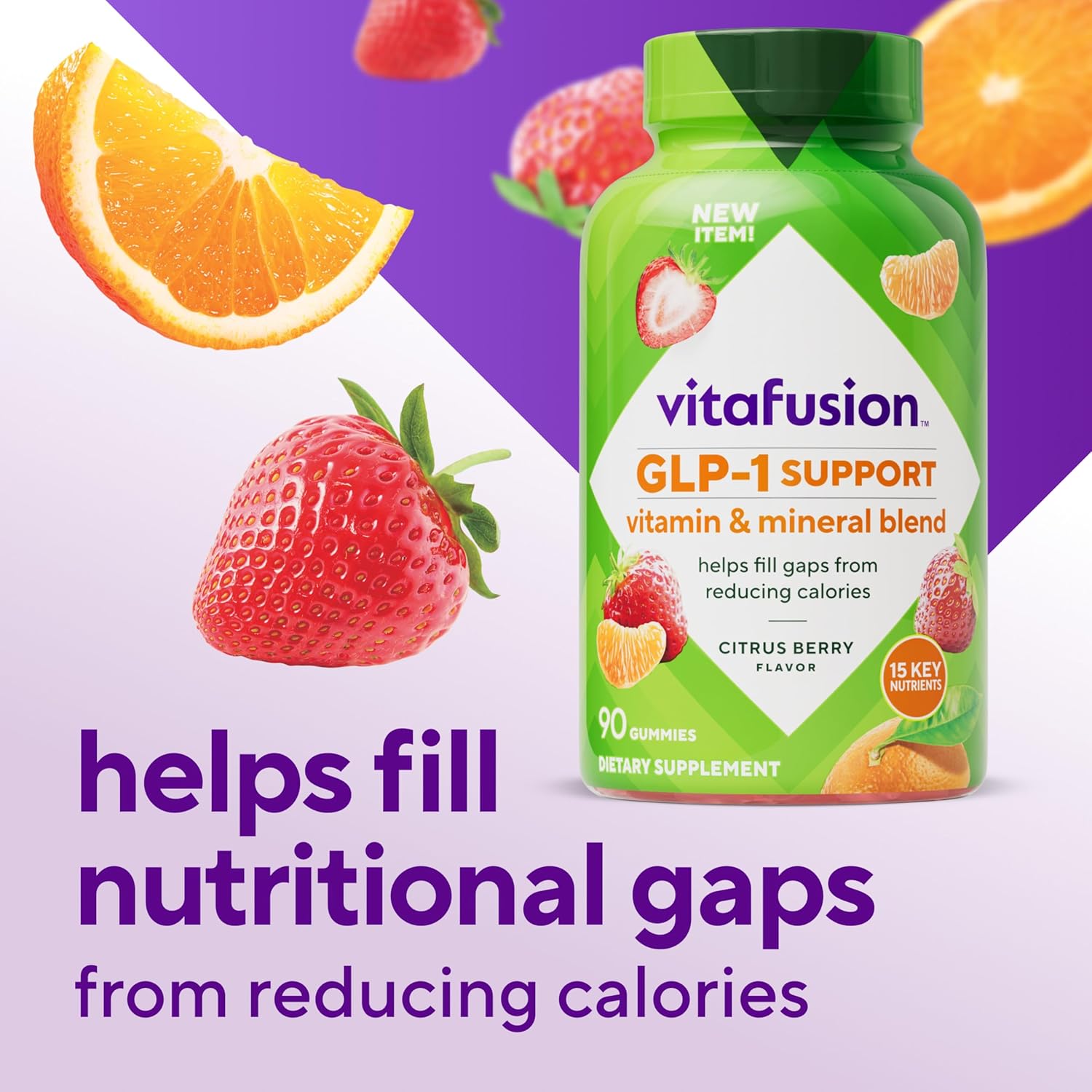 vitafusion GLP-1 Support Multivitamin, Vitamin and Mineral Blend, 15 E