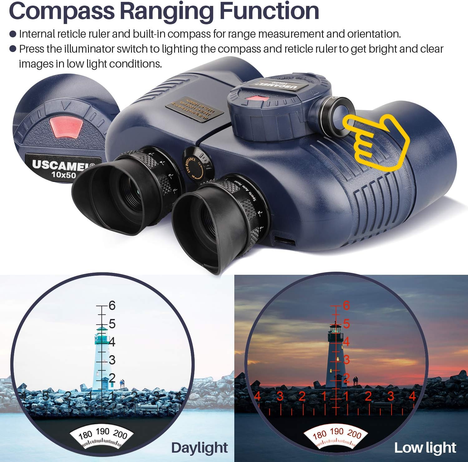USCAMEL 10x50 Marine Binoculars for Adults, Waterproof Binoculars with