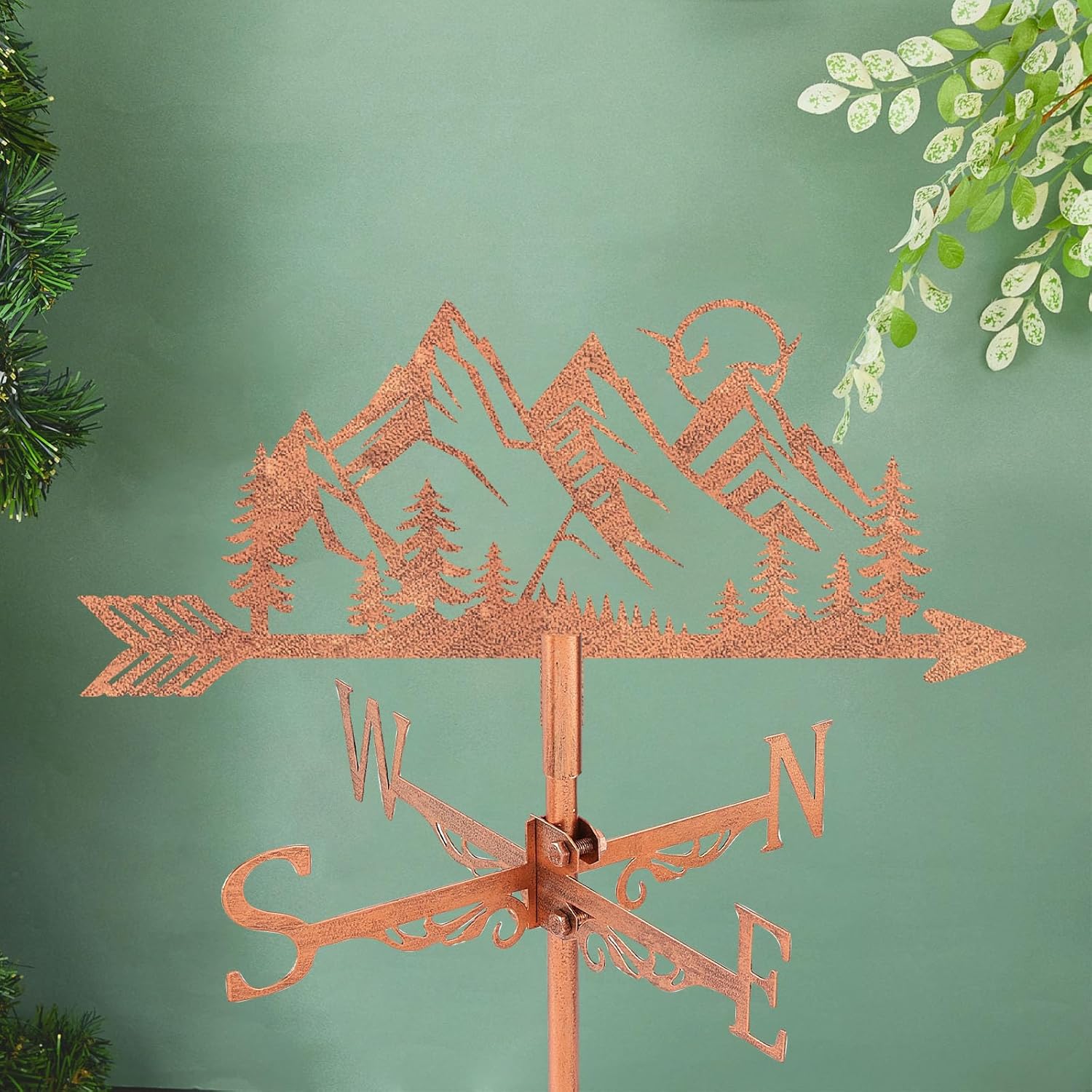 SUPERDANT Mountain Weathervane Forest Tree Sun Weather Vane for Yard M
