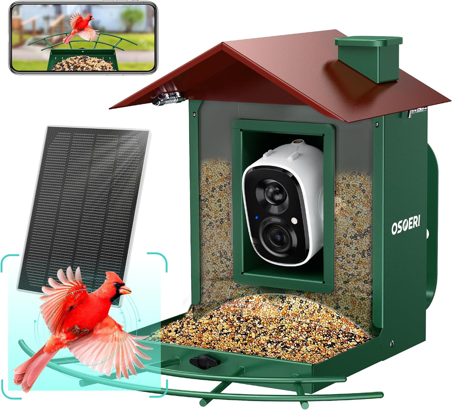 Osoeri Bird Feeder with Camera, Camera Bird Feeder for Outside, Solar-