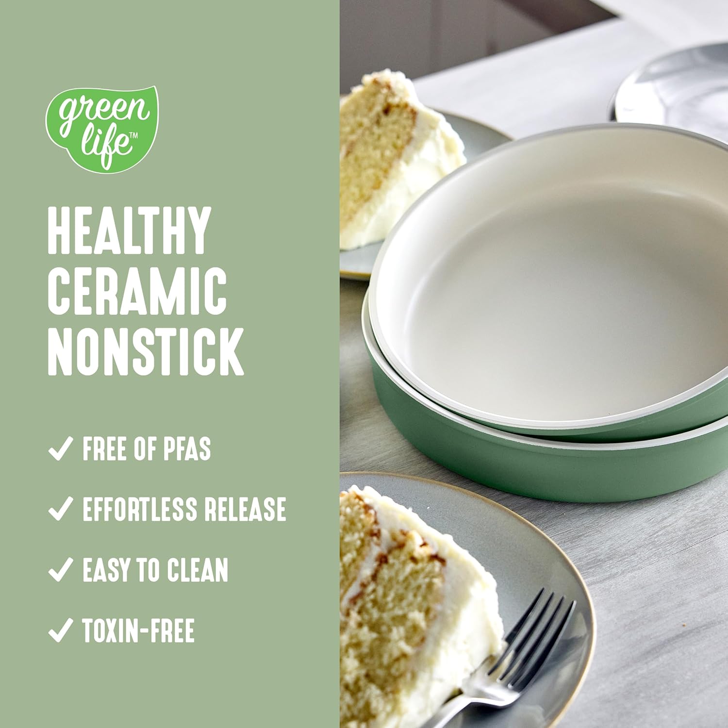 GreenLife 6 Piece Nonstick Bakeware Set, Non-Toxic PFAS-Free Ceramic O