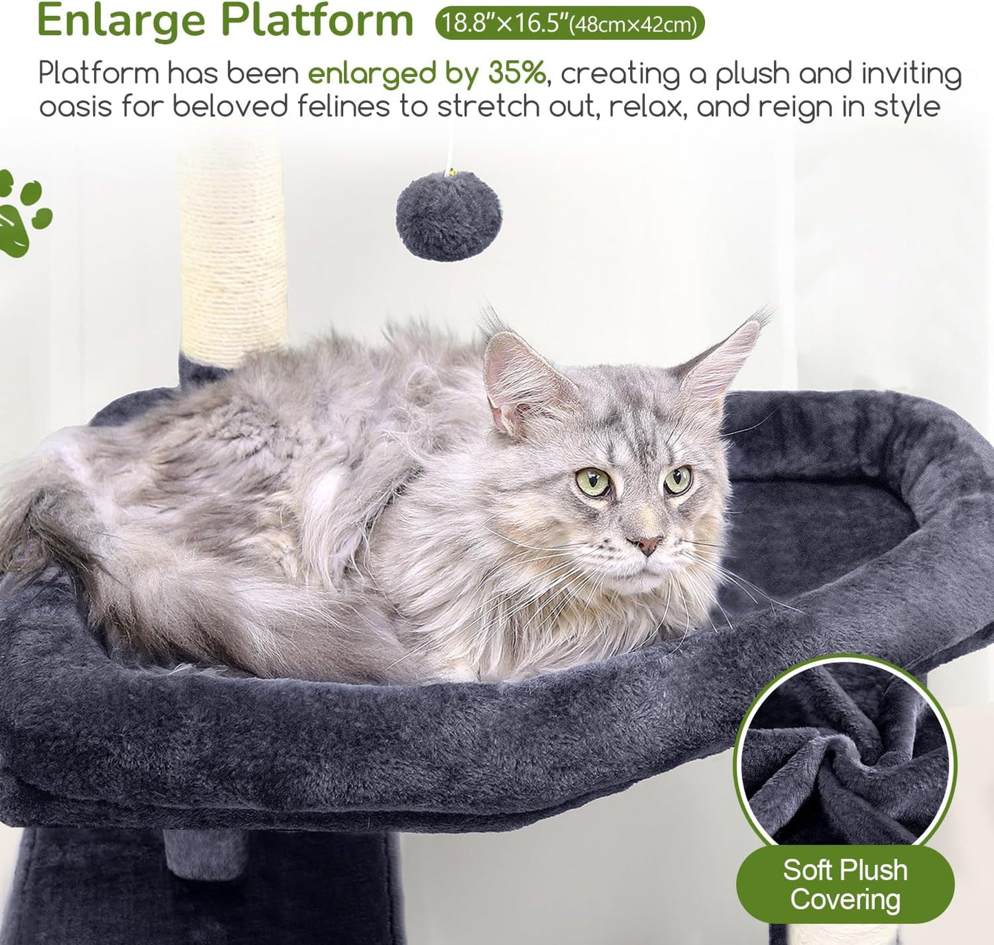 Globlazer Extra Large Platform Cat Tree, 65in Sturdy Cat Scratching Tr