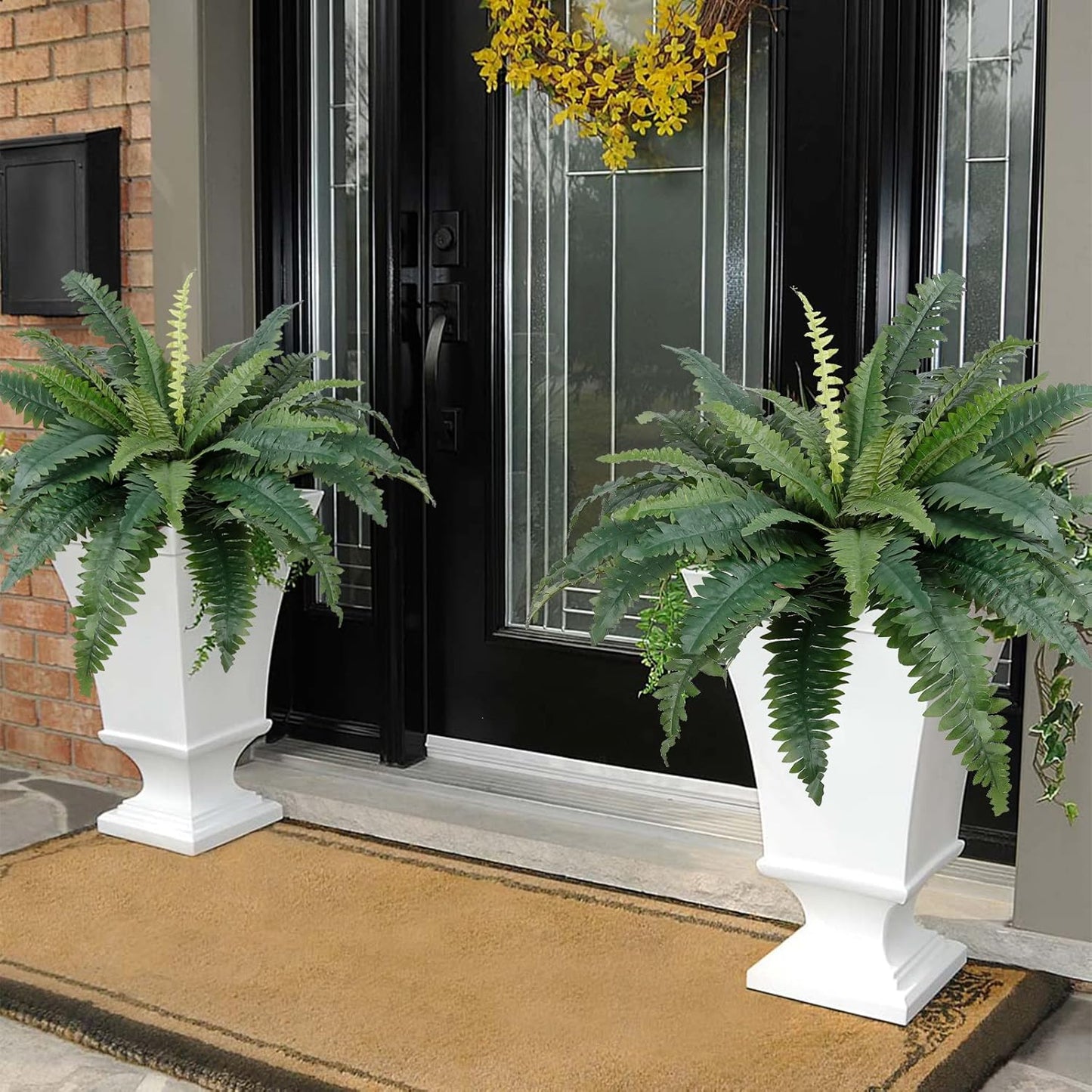 Dremisland Artificial Boston Fern Bush Set of 2 Large Artificial Ferns for Outdoors 30" Fake Ferns Hanging Faux Fern Artificial Bush Plants for Outdoors Planter Indoor Home Garden Porch Decor