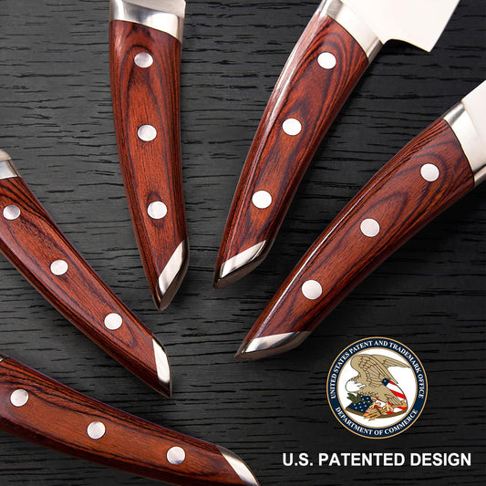 Brewin CHEFILOSOPHI Japanese Chef Knife Set 5 PCS with Elegant Red Pak