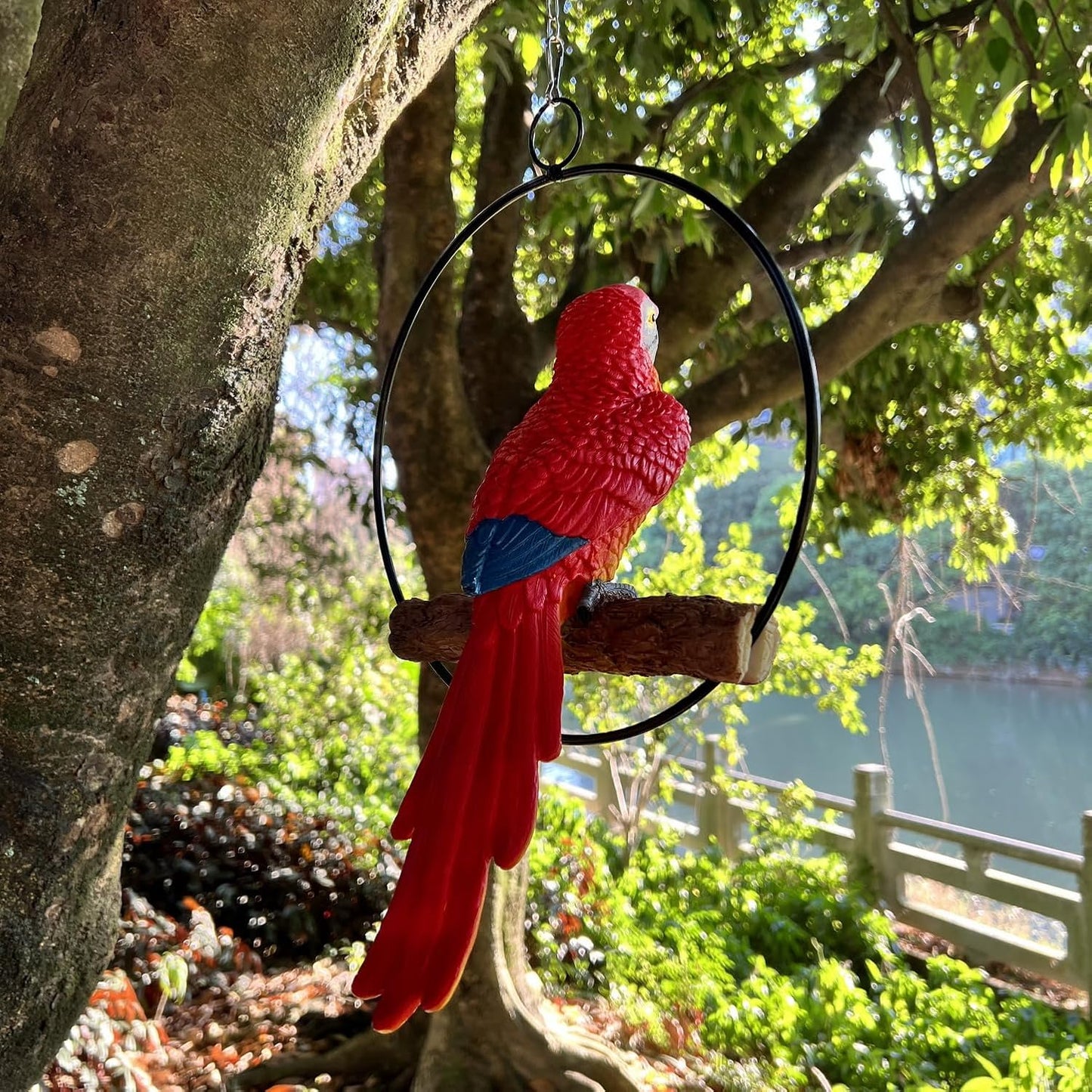 Parrot Statue 14 Inch Realistic Resin Animal Sculpture for Ornament Patio Yard Lawn Home Decor