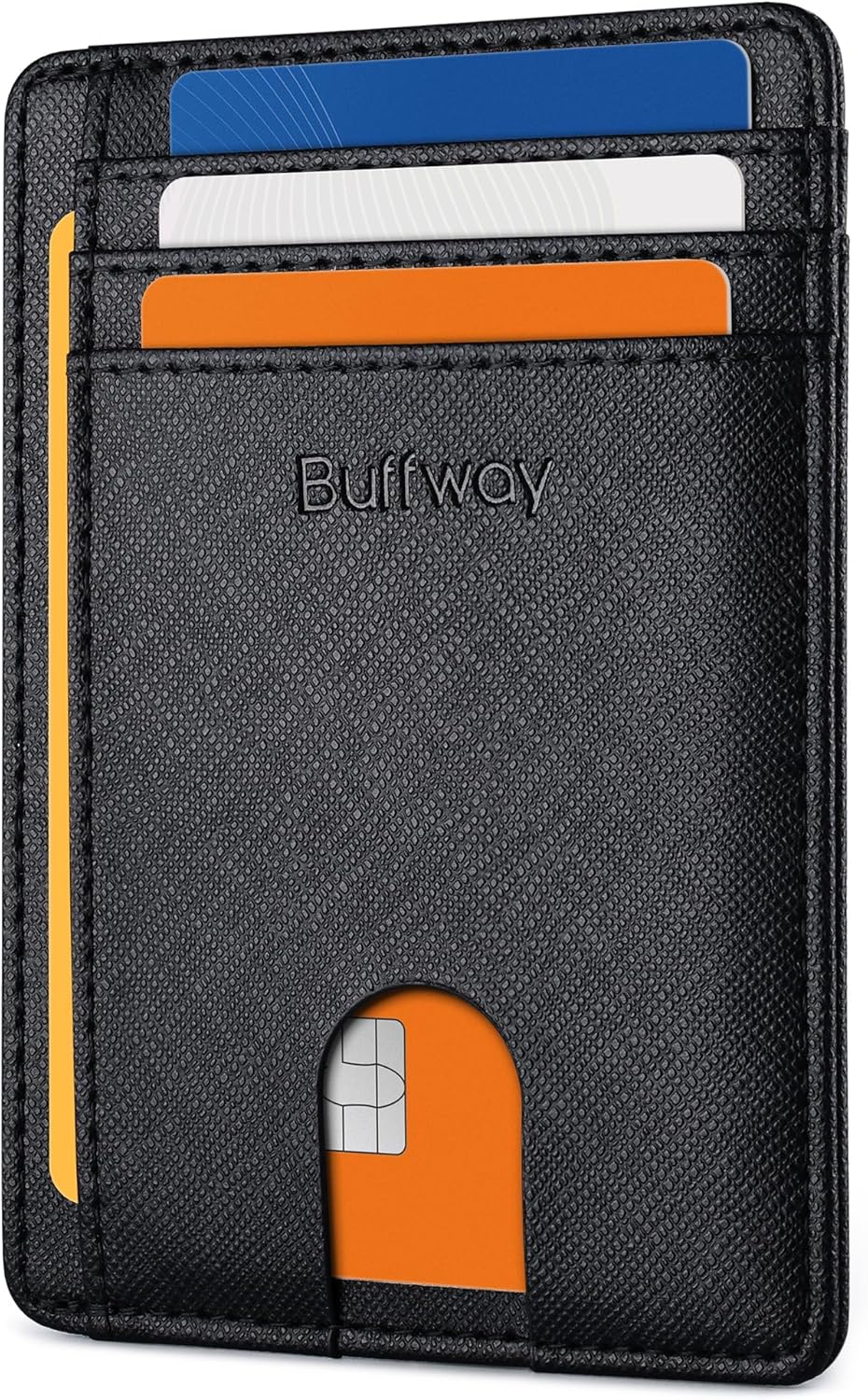 Buffway Slim Minimalist Front Pocket RFID Blocking Leather Wallets for