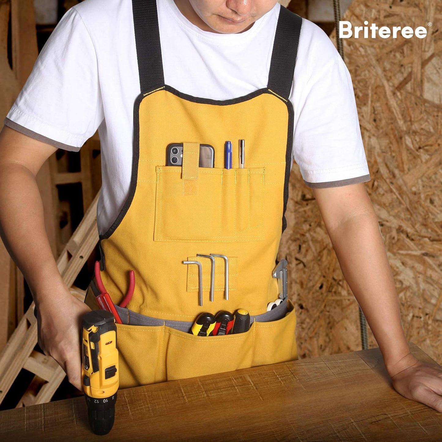 Work Tool Apron for Men and Women, Torso Length with 21 Tool Pockets, 
