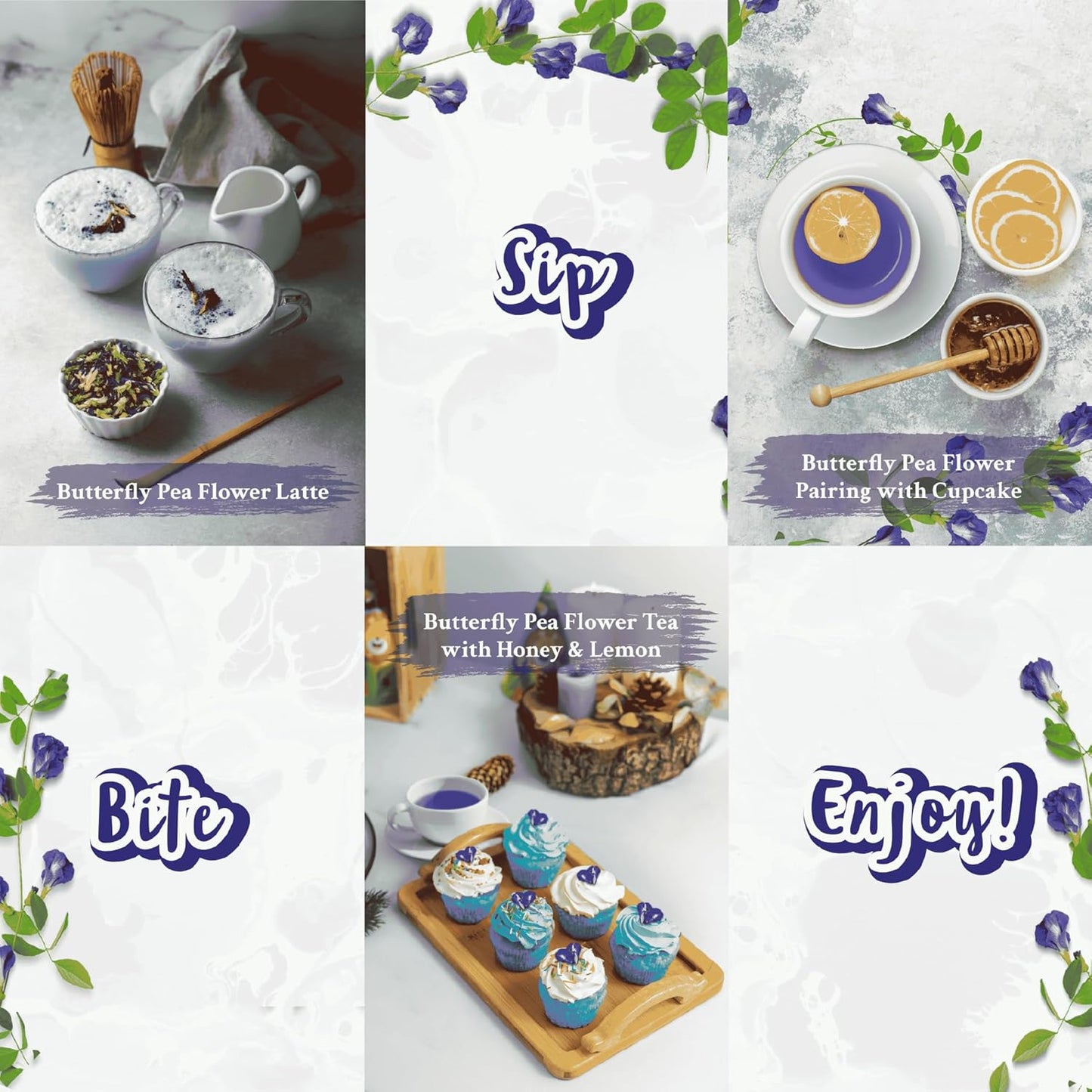 Butterfly pea flower tea loose leaf (375+ Cups) [ 4.4 Ounces Oz] Dried butterfly pea flowers blue tea