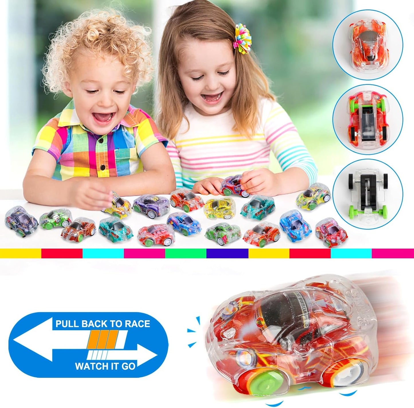 Worgree 50 Pcs Mini Pull Back Cars, Small Race Car Toys Bulk Party Fav