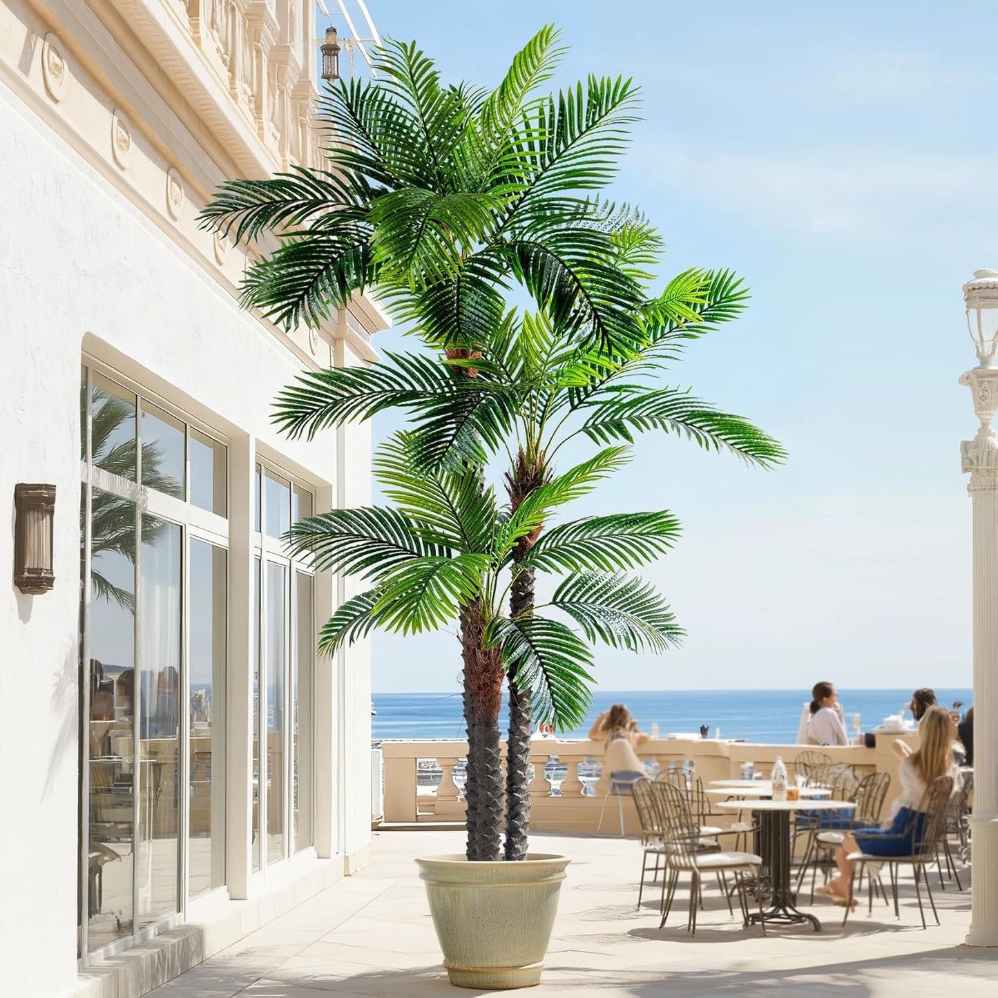 Large Artificial Tree Big Faux Tropical Palm Trees Indoor Outdoor Realistic Floor Plants Fake Silk Palm Plastic plantas for Modern Home Living Room Office Corner Patio Porch Decor Party Decorations
