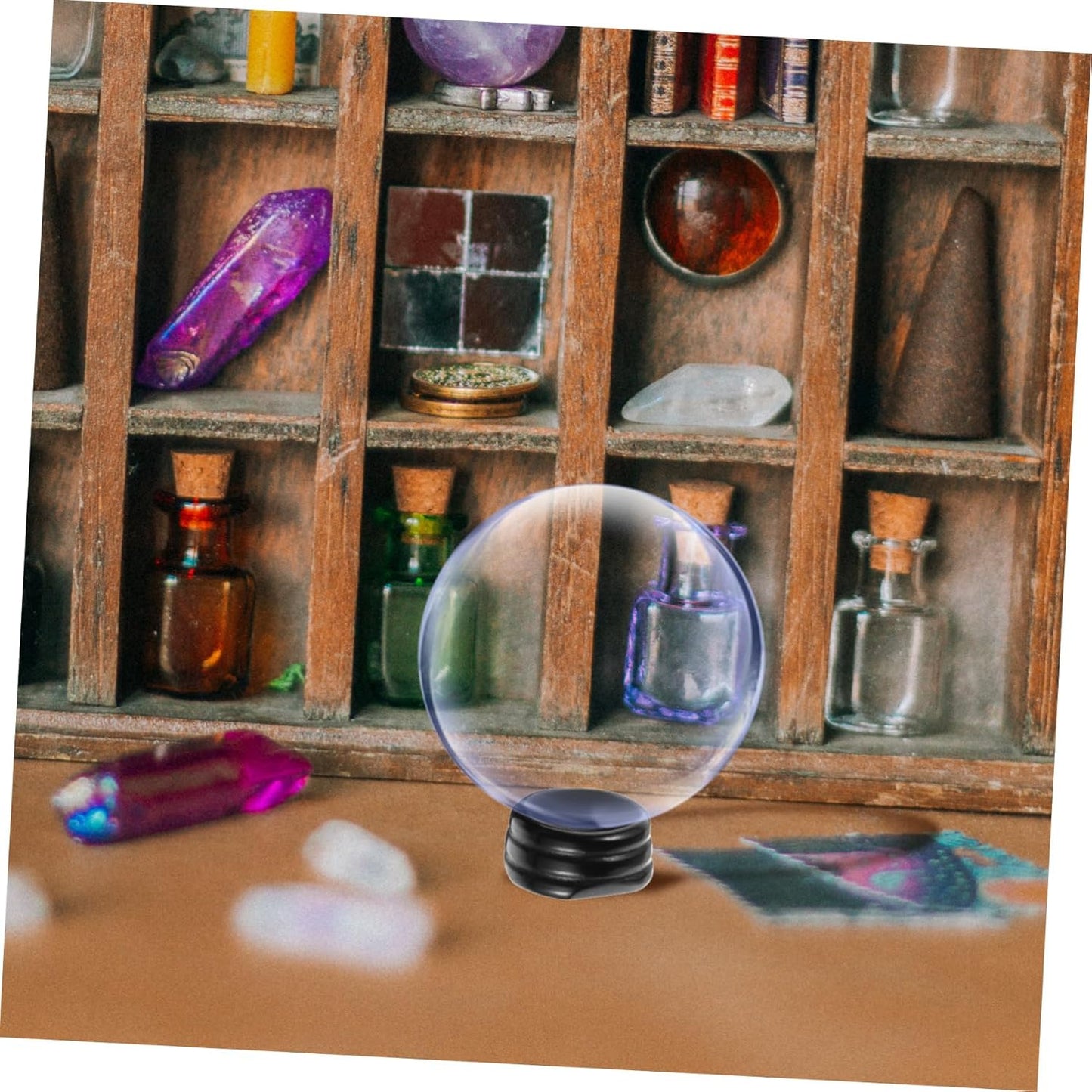 PRETYZOOM 5pcs Unique Sphere Stand Crystal Holder Natural Obsidian Display Base for Decorative Ornaments Elegant and Vintage Design for Home Decor for Crystal
