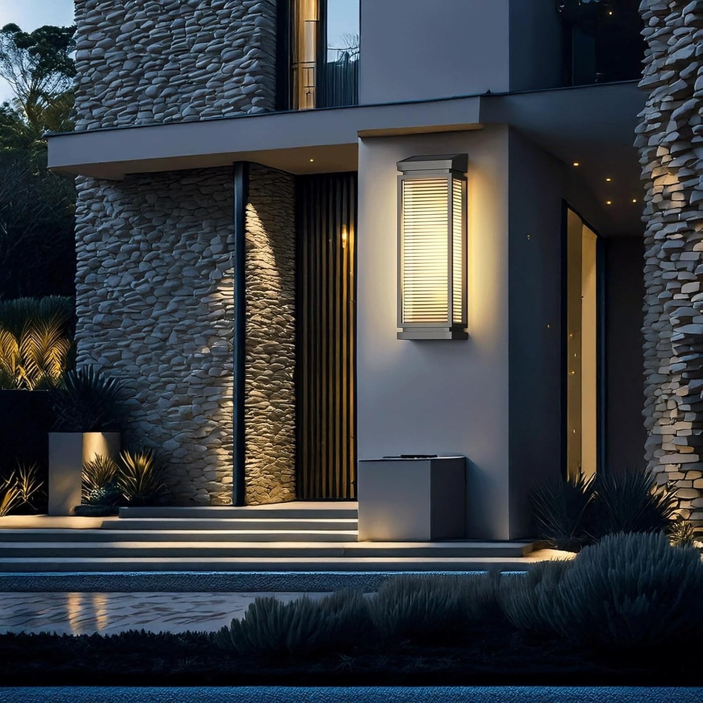 Large Solar Outdoor Wall Light, Solar Wall Sconce, Solar Wall Lamp Glass Shade Waterproof Stainless Steel Exterior Wall Lantern Wall Mounted Lighting for Villa Porch Garden Yard Cottage
