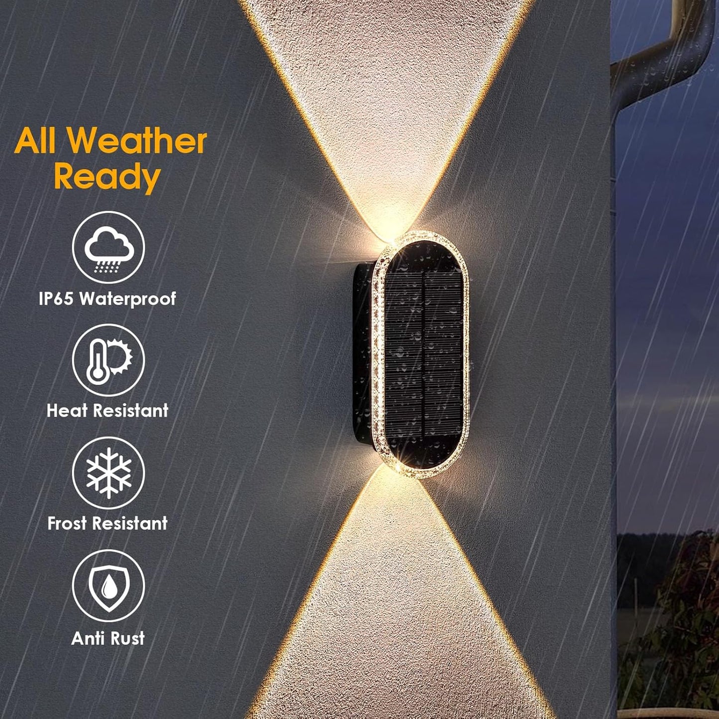 Solar Fence Lights Outdoor - 3000/4000/6000K 3 Modes, IP65 Waterproof 