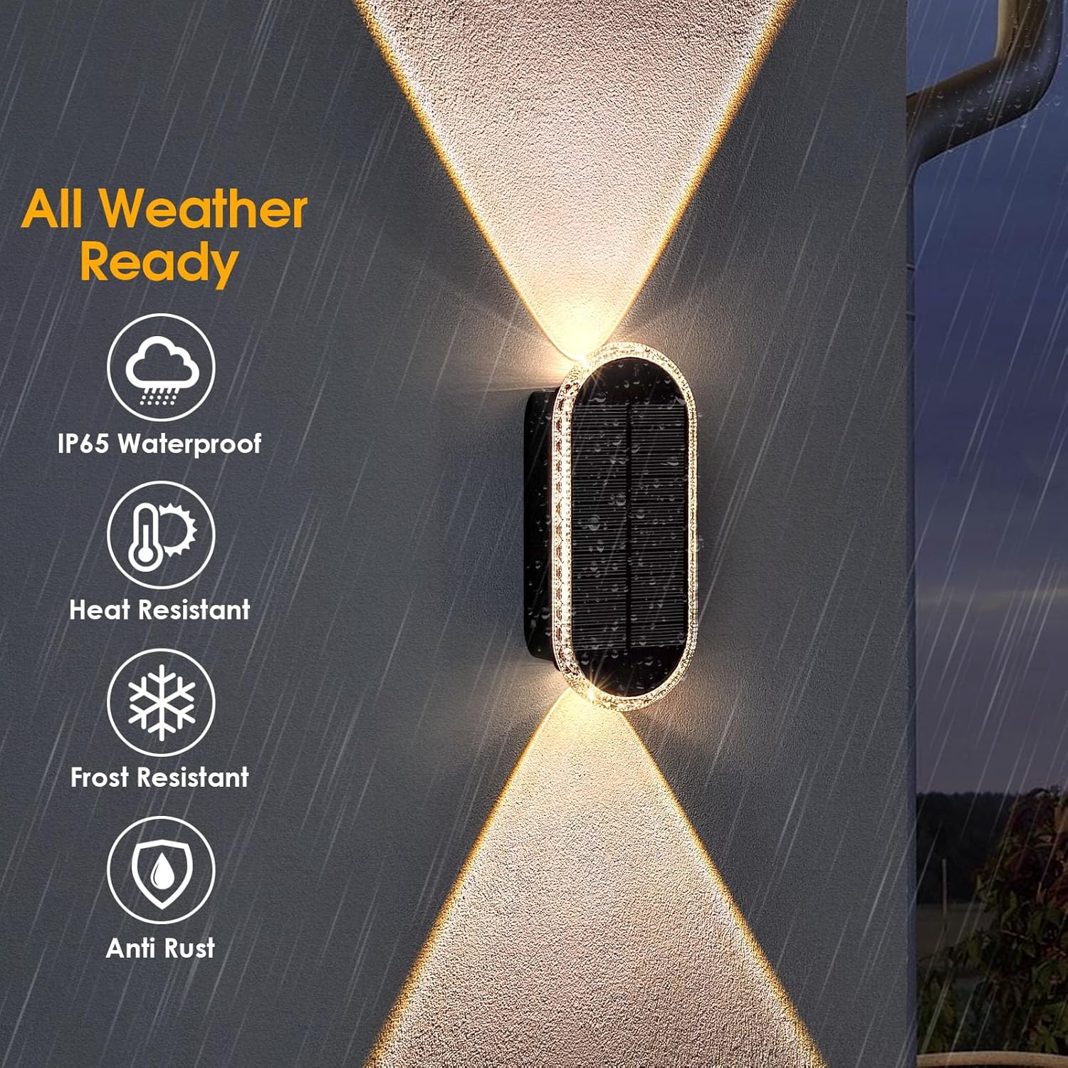 Solar Fence Lights Outdoor - 3000/4000/6000K 3 Modes, IP65 Waterproof 