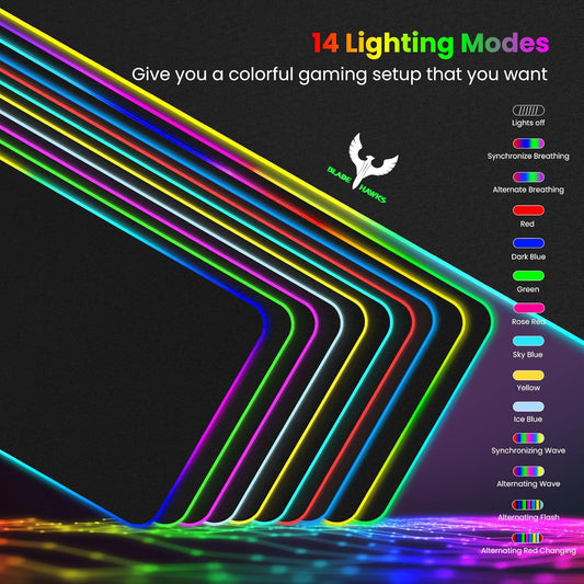 BladeHawks Extra Large RGB Gaming Mouse Pad-14 Light Modes, Extended S