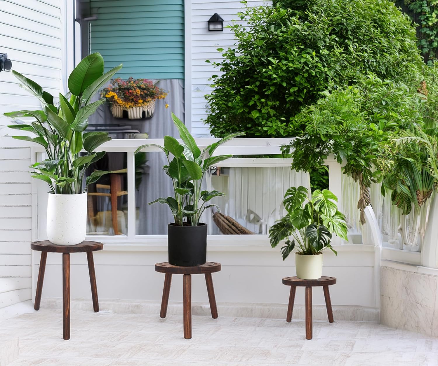 3-Pack Wood Plant Stands Indoor, Single Plant Stand for 6-12 Inch Pots
