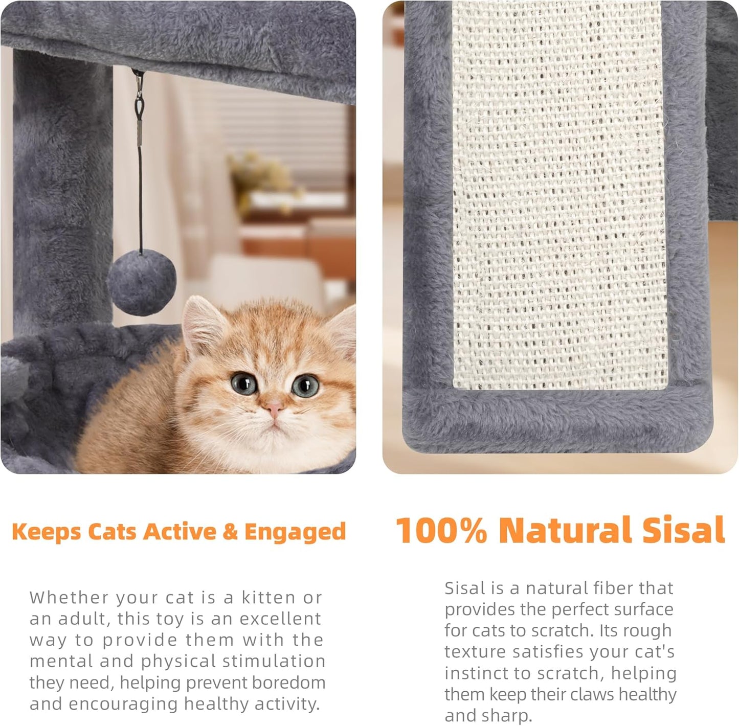YOUPET Cat Tree with Cat Scratching Post for Indoor Cats, Cat Tower wi