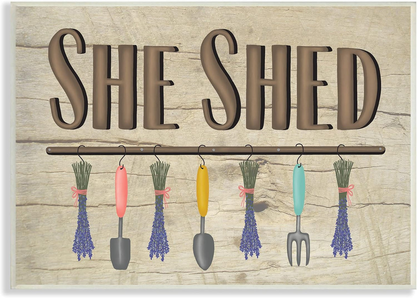 Stupell Industries Rustic She Shed Phrase Lavender Bunches Garden Tools