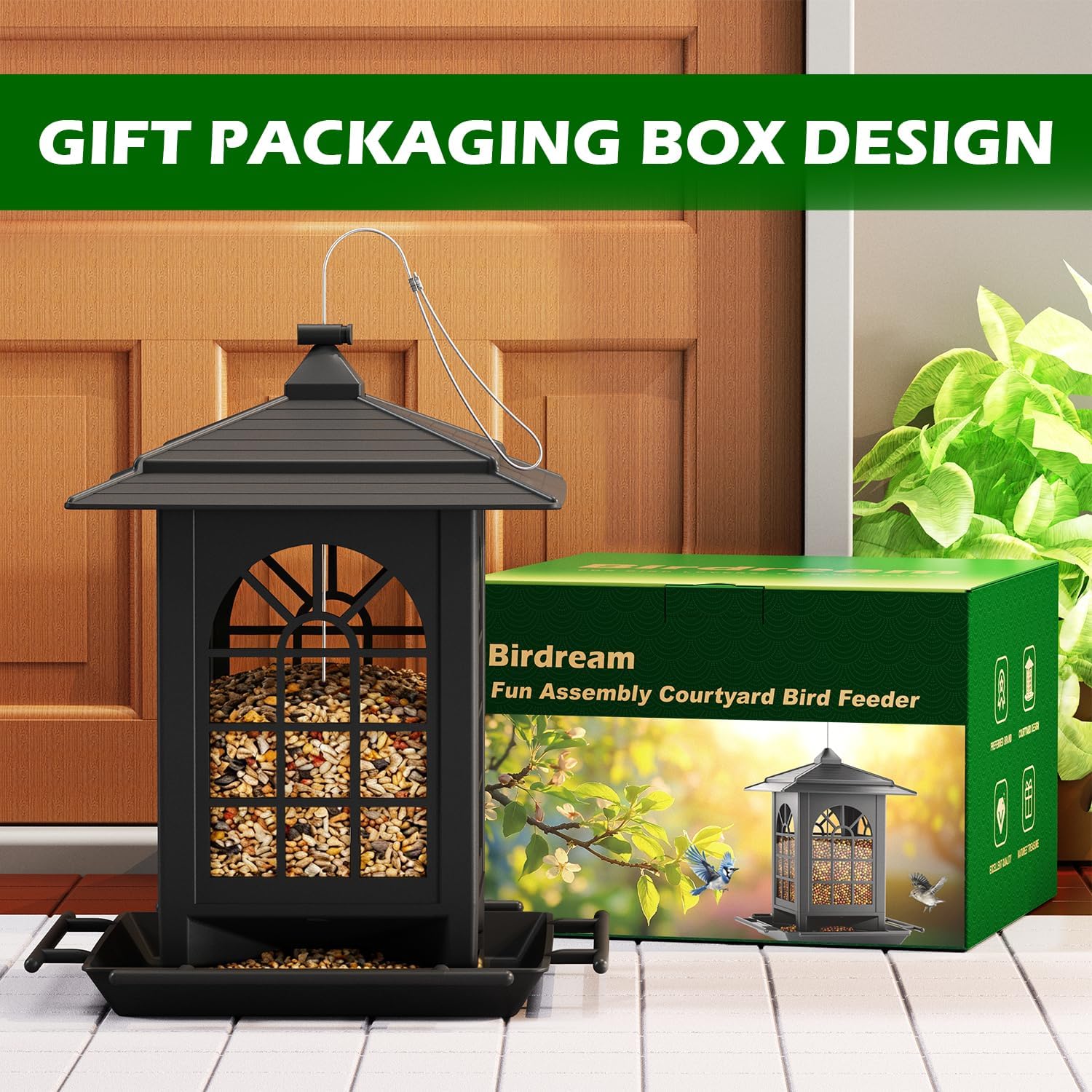 Birdream 2 Pack Bird Feeders for Outdoor Hanging, Assembly Required, 1