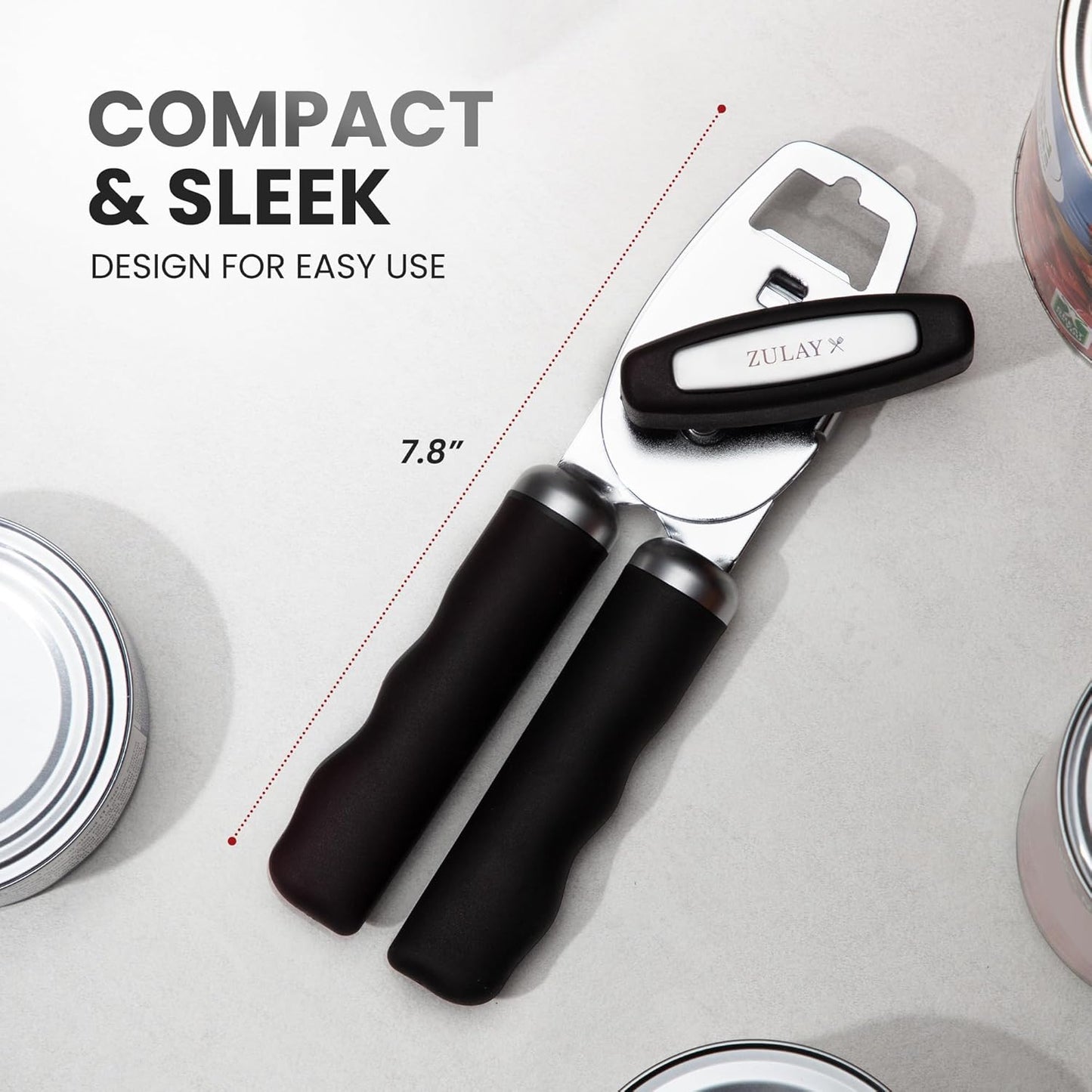 Zulay Kitchen Heavy Duty Stainless Steel Can Opener Manual with Bottle