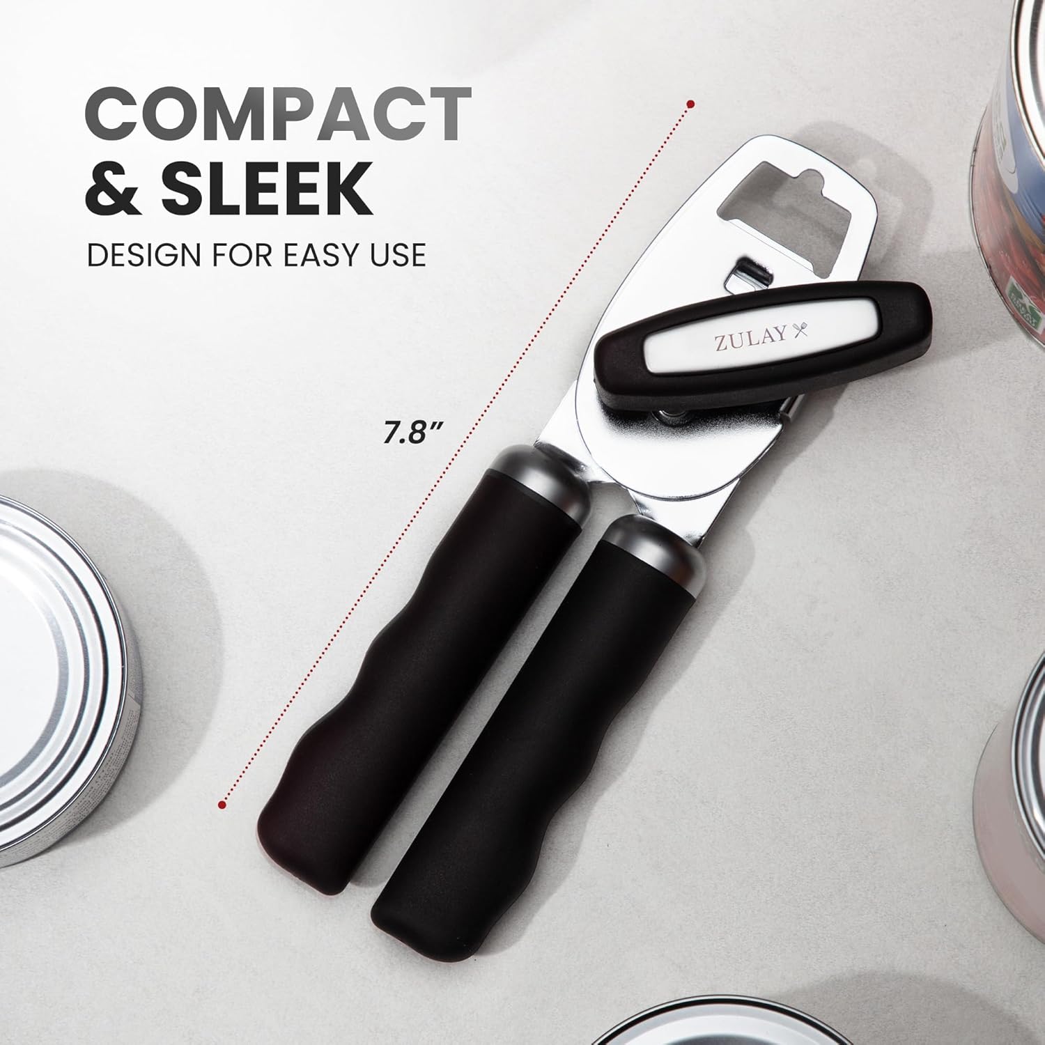 Zulay Kitchen Heavy Duty Stainless Steel Can Opener Manual with Bottle