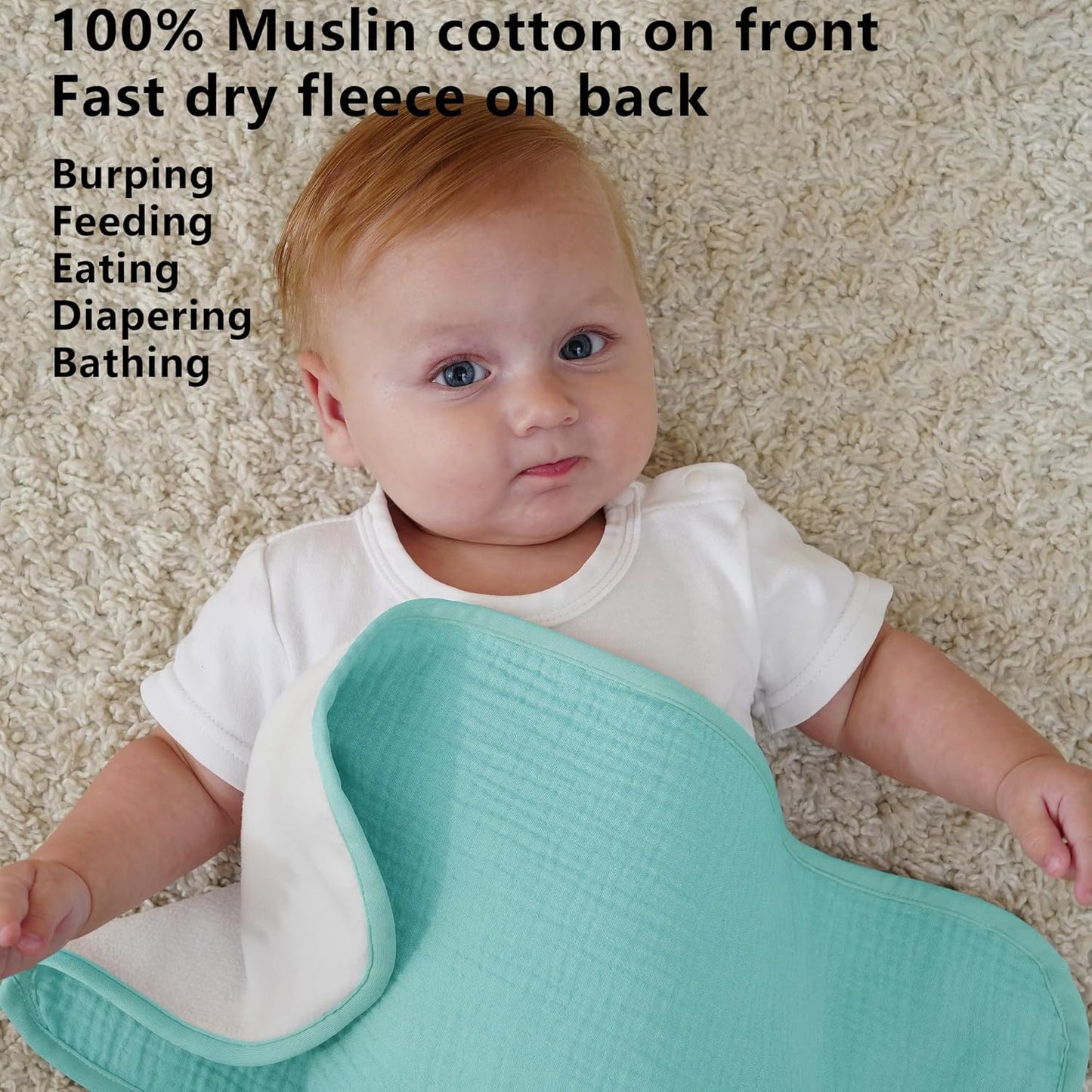 Baby Muslin Burp Cloths 20x10in - Ultra Soft & Absorbent, Neutral Colo