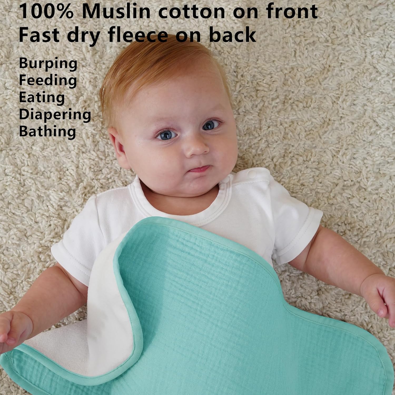 Baby Muslin Burp Cloths 20x10in - Ultra Soft & Absorbent, Neutral Colo