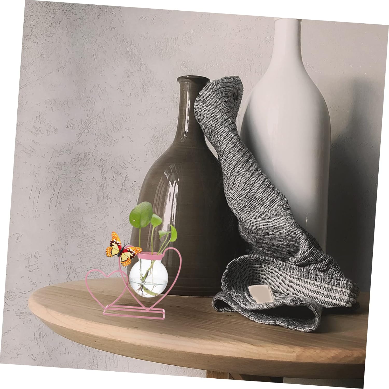 PRETYZOOM Heart Hydroponic Planter Iron Art Decorative Vase for Green 