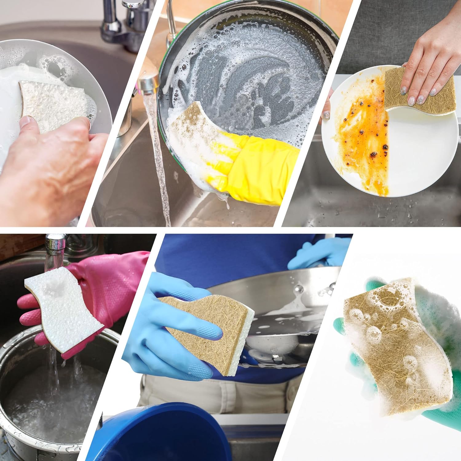 9 Pack Biodegradable Natural Kitchen Sponge - Compostable Cellulose an
