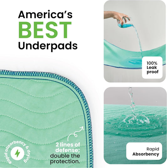 IMPROVIA® Washable Underpads, 34" x 36" (Pack of 4) - Heavy Absorbency