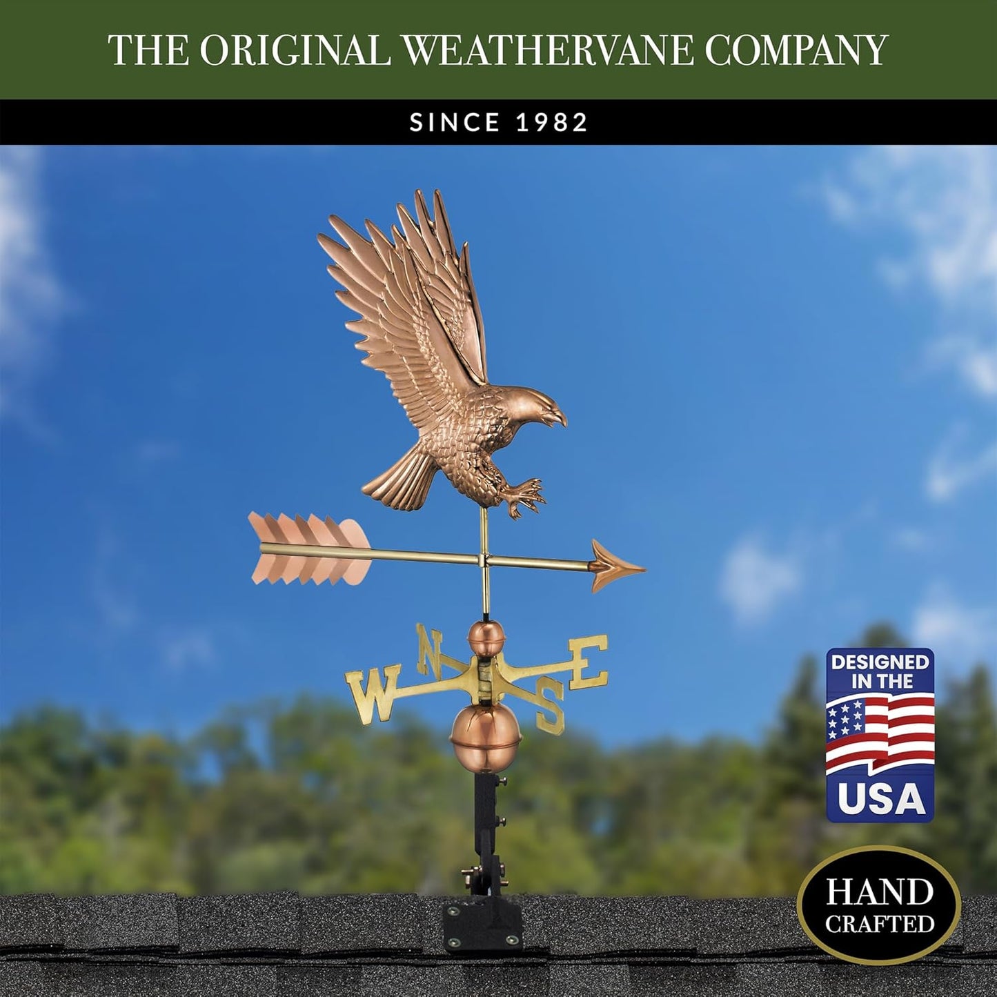 Good Directions 1969P American Bald Eagle Copper Weathervane,Polished Copper